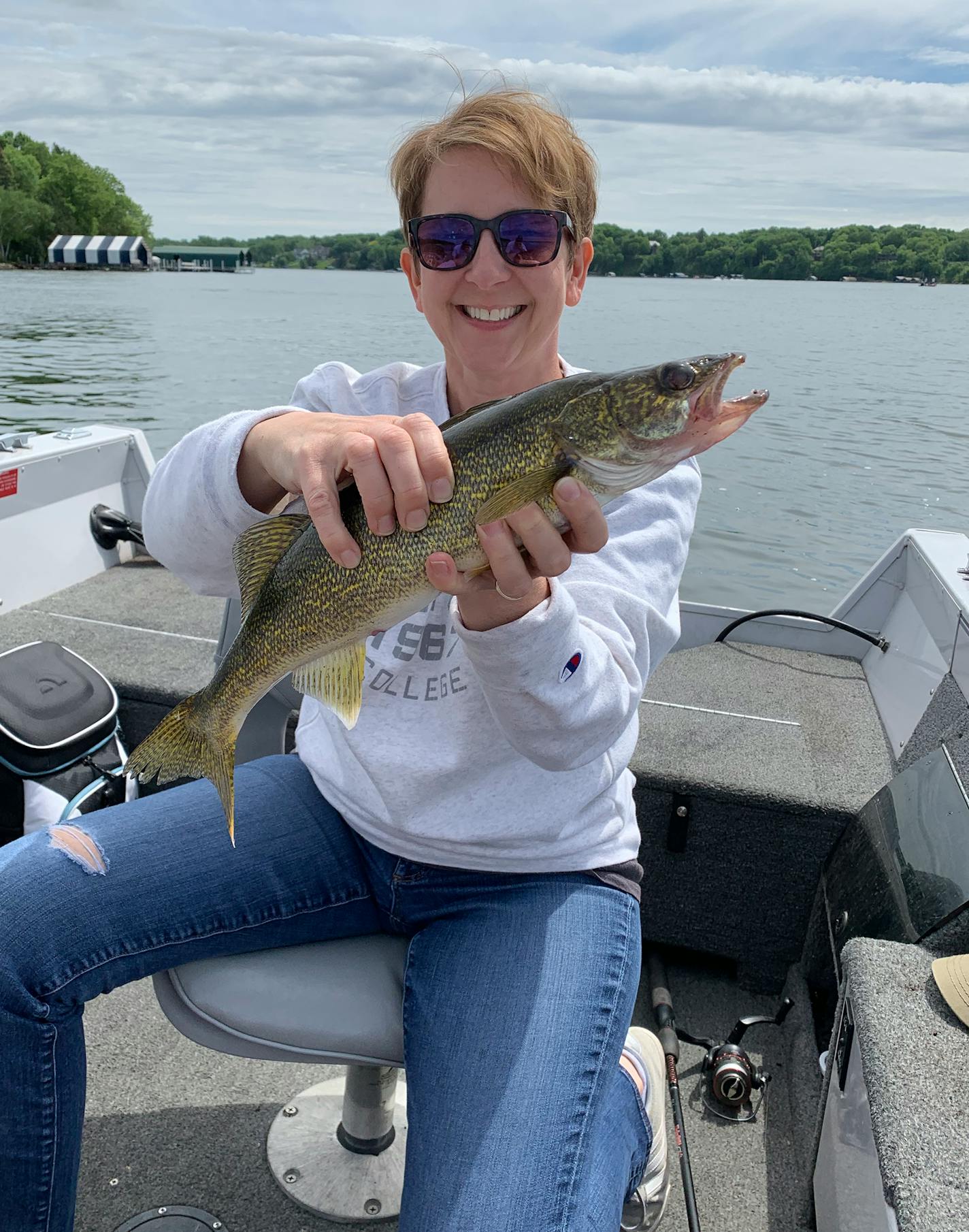 Rachel Daly and her husband had a good walleye day on Minnetonka, in addition to the 52-inch muskie they caught. They caught three walleyes in all last Saturday afternoon, one of which the muskie caught first.