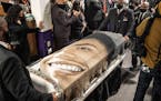 The casket of Daunte Wright was removed from Shiloh Temple International Ministries after his funeral in April.