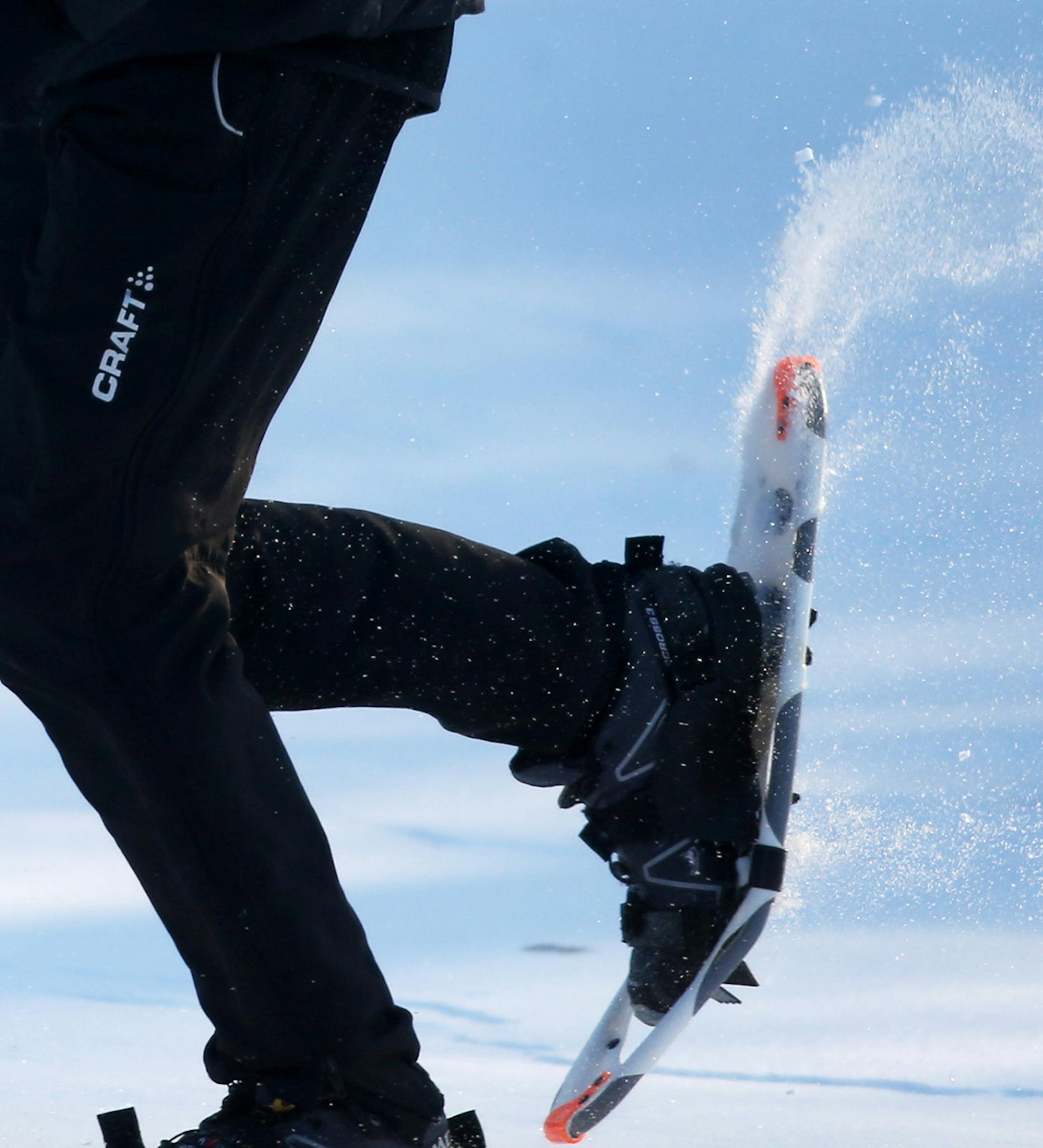 Snowshoe racer Jim Graupner, 70, got in some training at Theodore Wirth Park Wednesday, Feb. 18, 2015 in Minneapolis, MN for the upcoming snowshoe national championships. Graupner will be competing next month at the national championships in nearby Eau Claire, WI.](DAVID JOLES/STARTRIBUNE)djoles@startribune.com Snowshoe national racer Kelly Mortenson and Jim Graupner will be competing next month in the snowshoe national championships in Eau Claire, WI.**Jim Graupner,cq