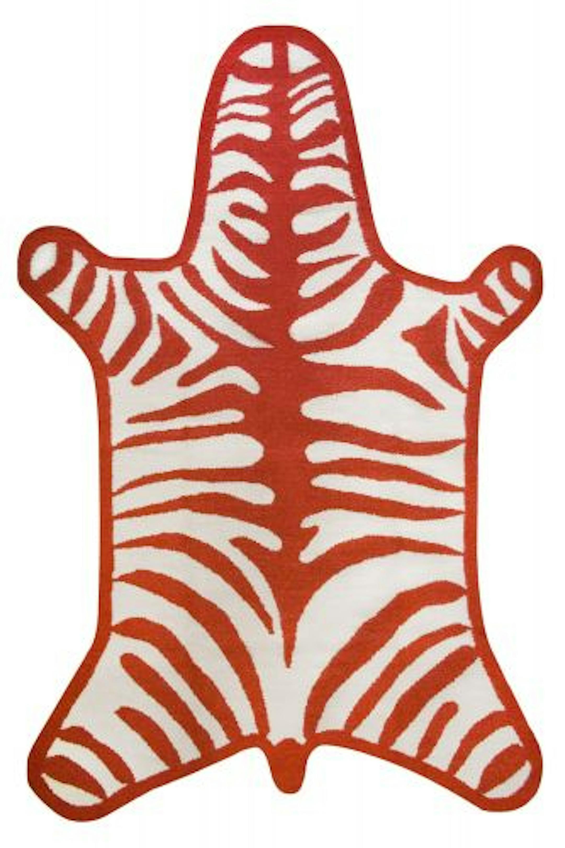 Jonathan Adler's faux zebra rug