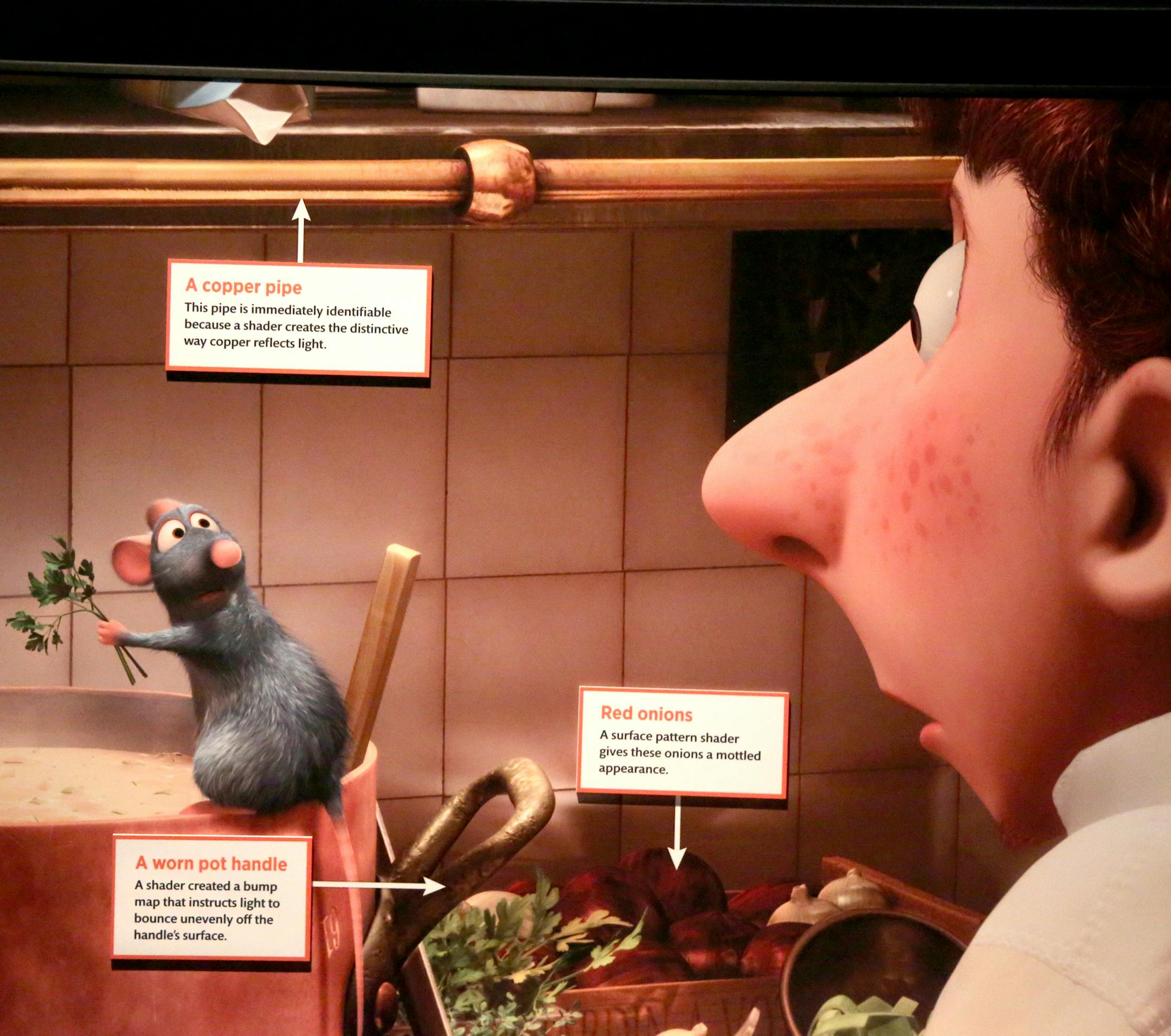 An exhibit on the details behind the Pixar movie Ratatouille and part of the Science Behind Pixar exhibit that's opening Friday, June 9 at the Science Museum of Minnesota and seen Thursday, June 1, 2017, in St. Paul, MN.] DAVID JOLES &#xef; david.joles@startribune.com Science Behind Pixar exhibit that's opening at the Science Museum of Minnesota