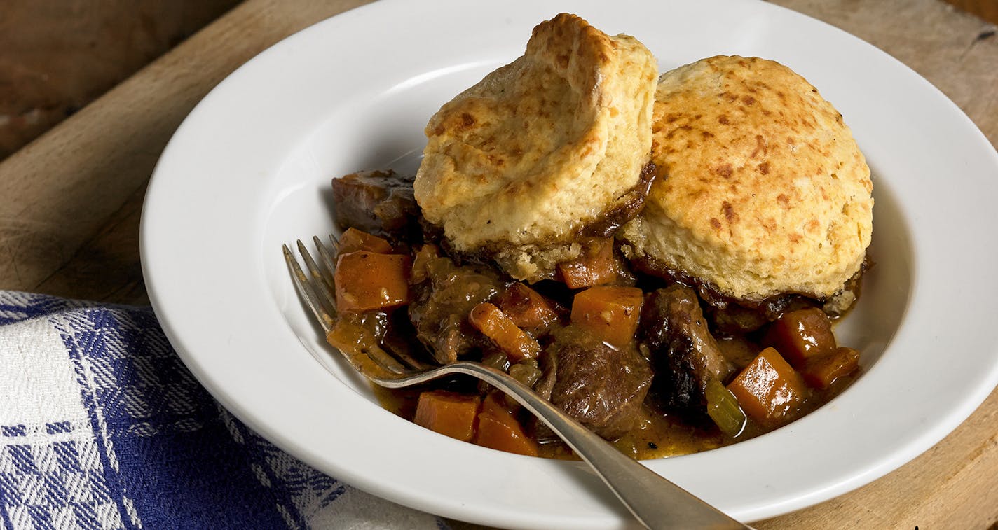 Beef in Ale Cheese Cobbler, from Kerrygold Dubliner.