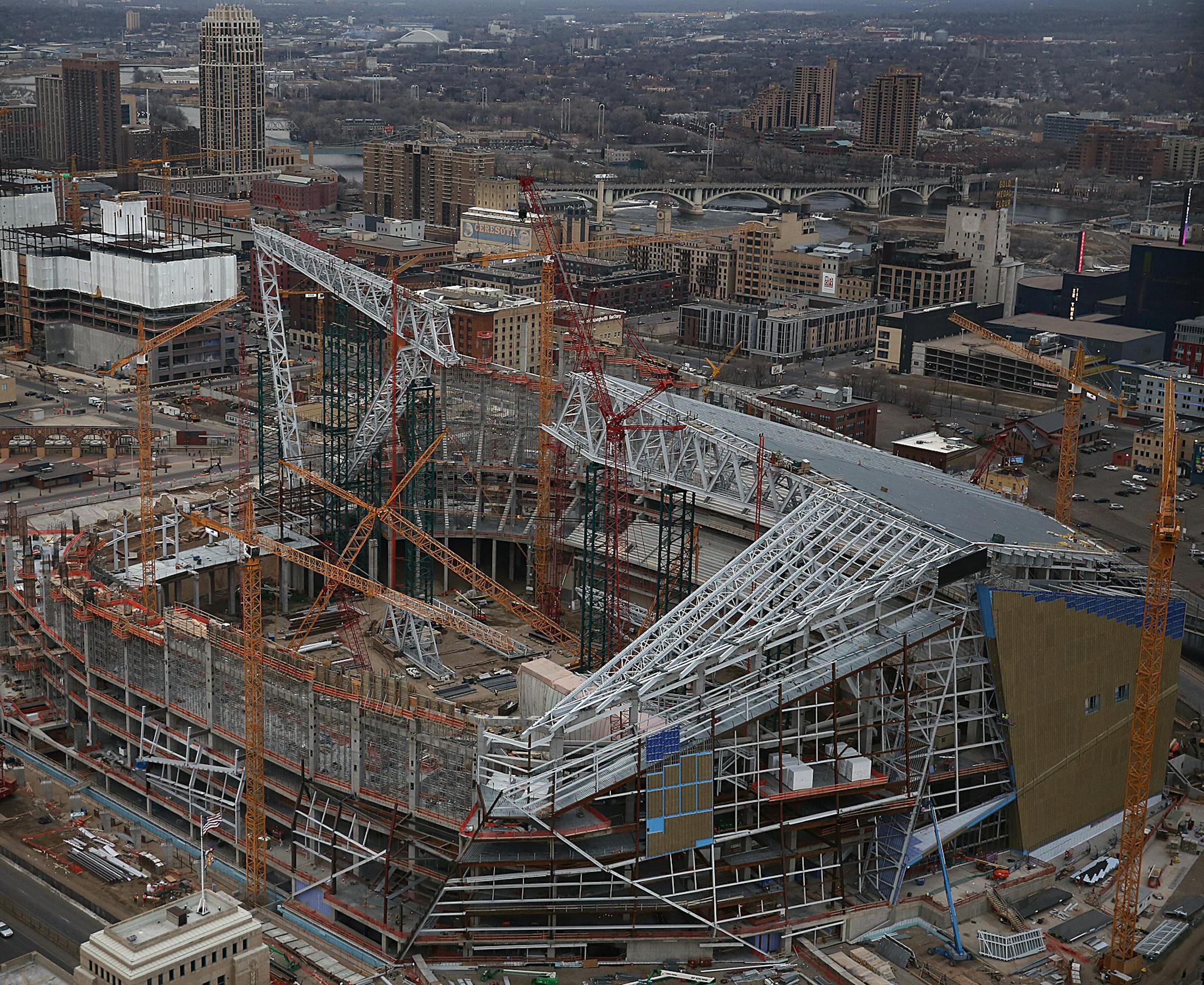 Work continues on the new Vikings Stadium in downtown Minneapolis.