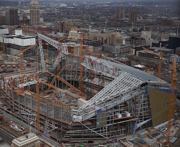 Work continues on the new Vikings Stadium in downtown Minneapolis.