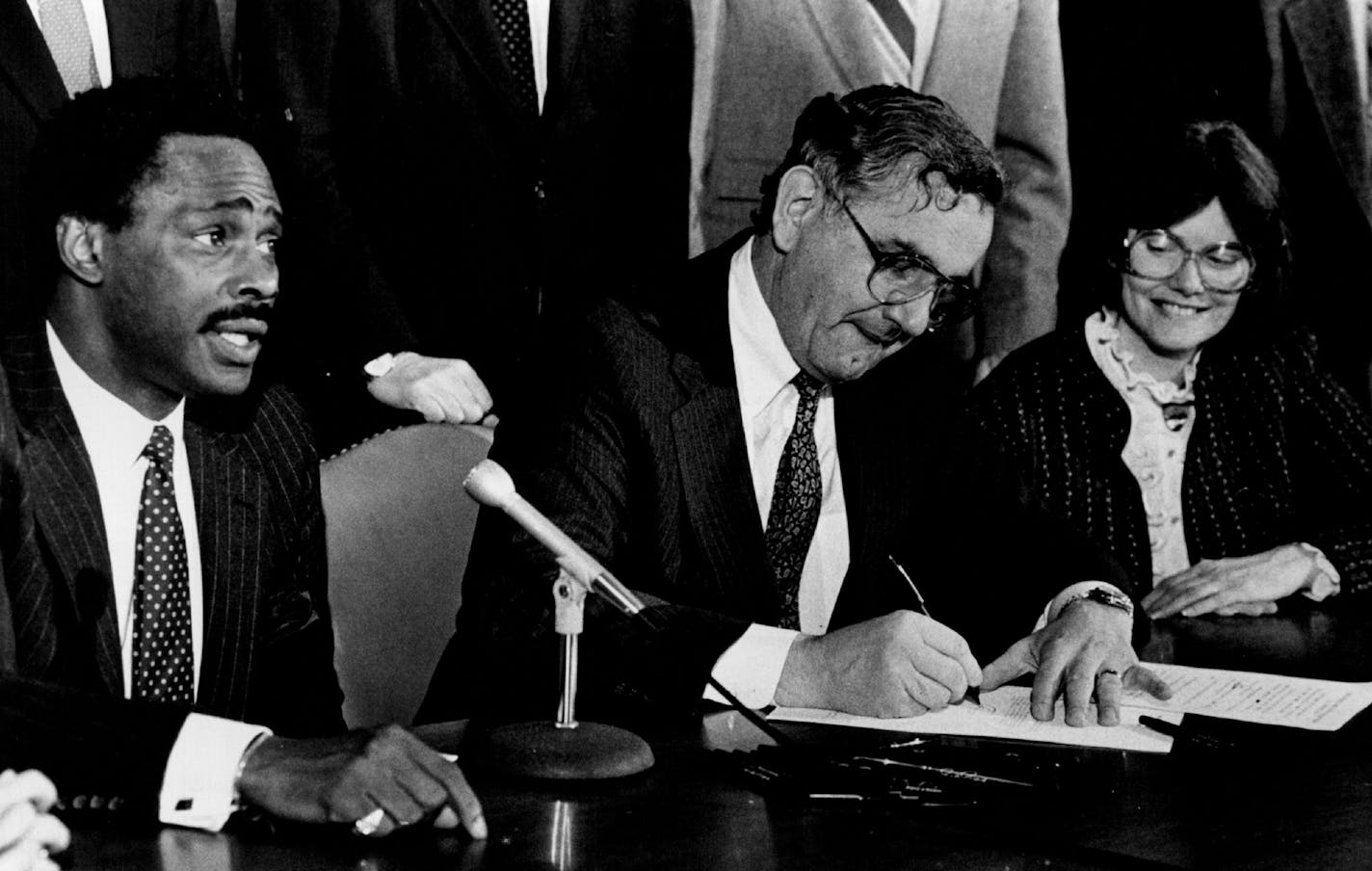 May 3, 1984 Rep. Randy Staten and Sen. Linda Berglin watched as Gov. Rudy Perpich signed the bill creating a state holiday honoring the Rev. Martin Luther King Jr. May 2, 1984 Donald Black, Minneapolis Star Tribune