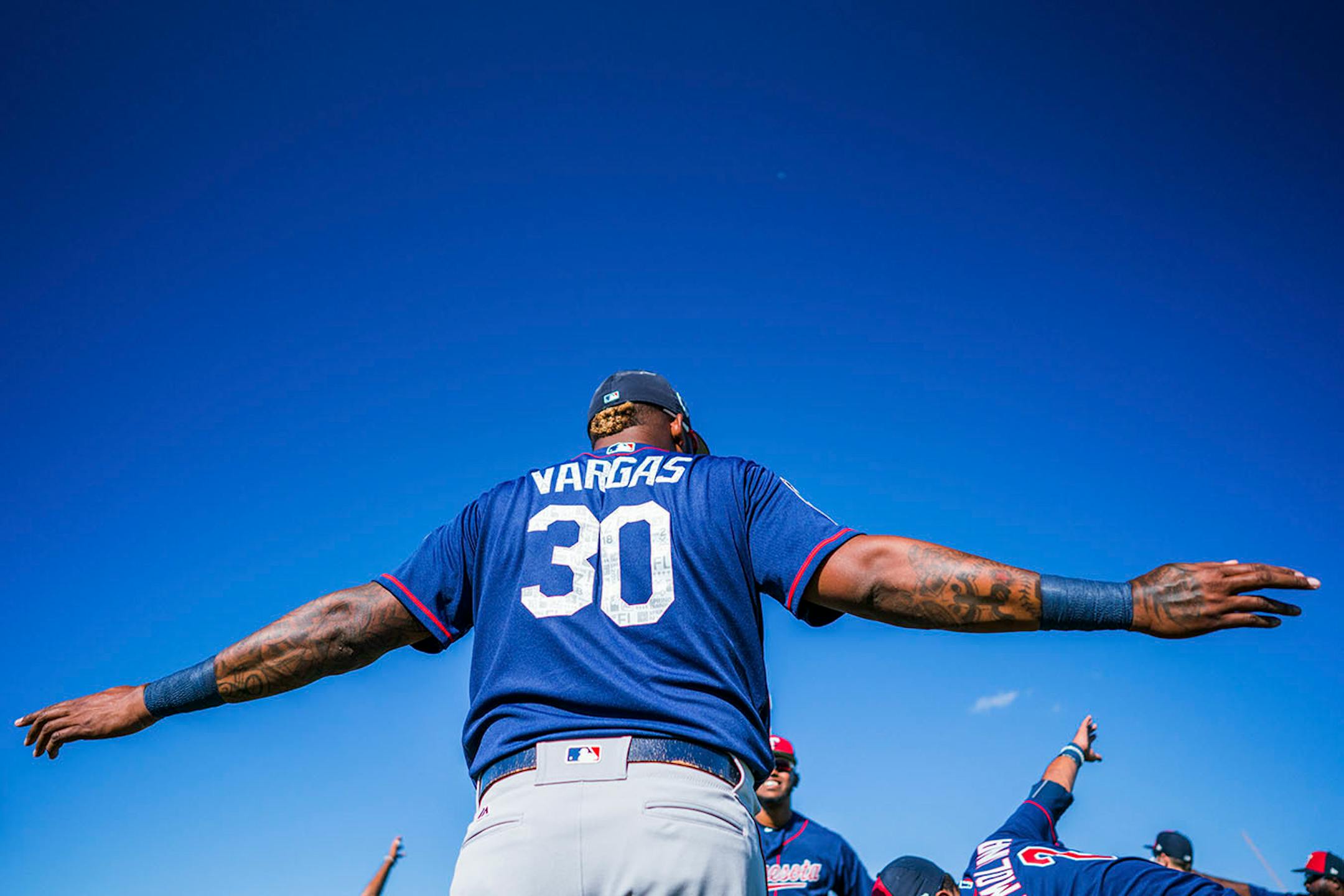 Twins first baseman Kennys Vargas (30) wore his new number.