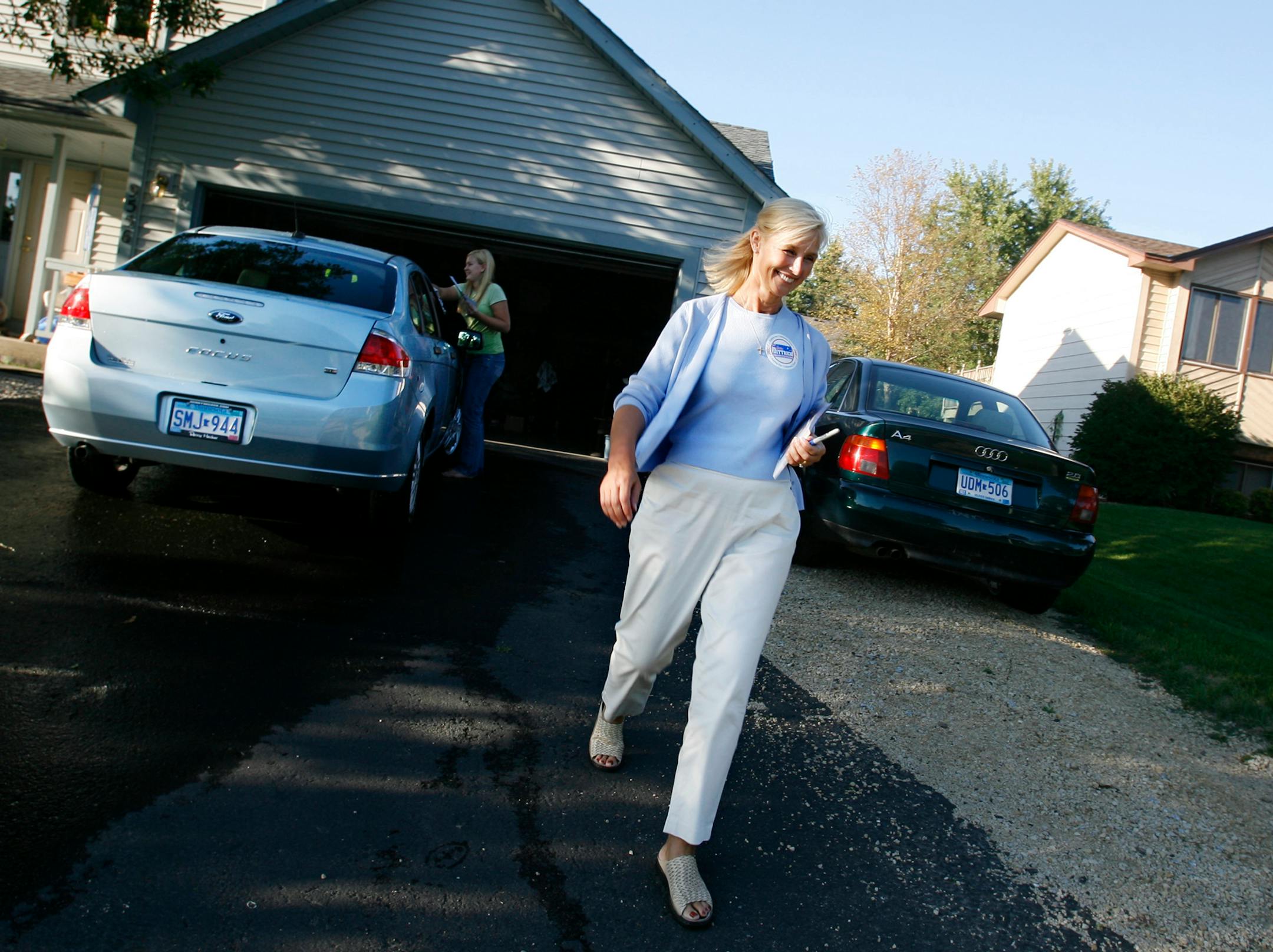 State Rep. Denise Dittrich, DFL-Champlin, a supporter of her party's "New Minnesota Miracle," went door to door in her district to campaign and to find out what her constituents are saying about education. The plan would add $2.5 billion to improve schools, which have seen funding erode.