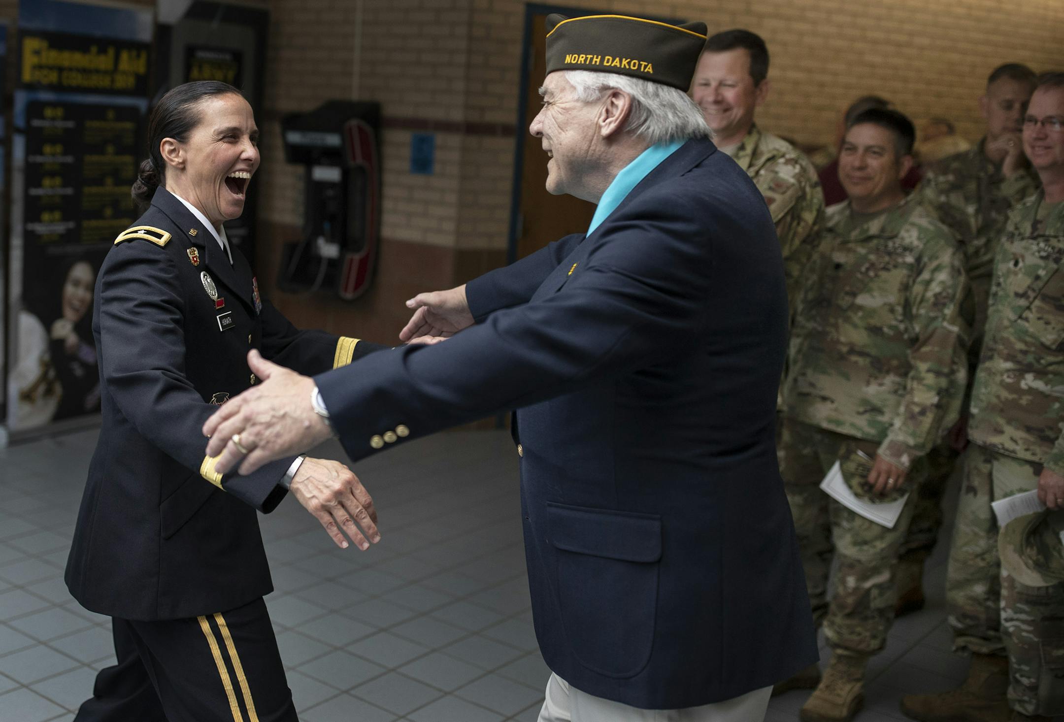 With her twin daughter Zoe left, looking on Brigadier General Stefanie Horvath, hugged her father Navy Vietnam veteran Robert Horvath Tuesday after she was promoted July,9 2019 in Rosemount, MN.] Stefanie Horvath is the second woman to achieve the rank of Brigadier General in the Minnesota National Guard. Jerry Holt • Jerry.holt@startribune.com
