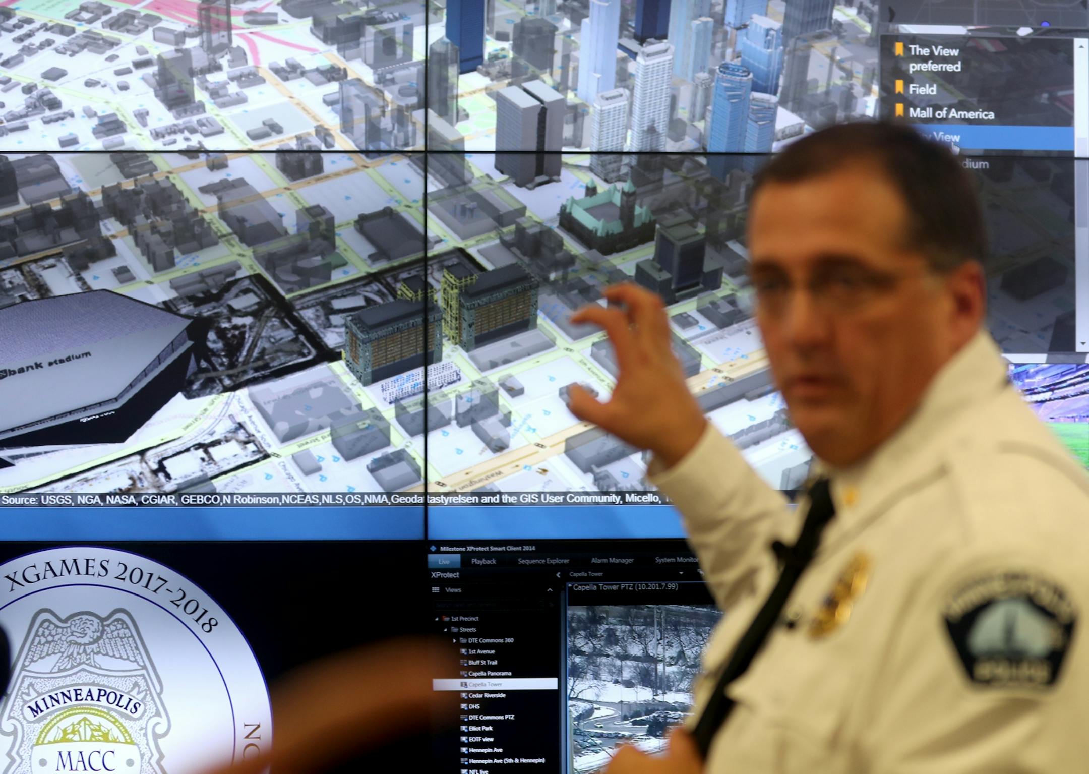 A view of the Multi-Agency Command Center (MACC) before the Super Bowl in January. Months later, the surveillance technology added for the big game remains.