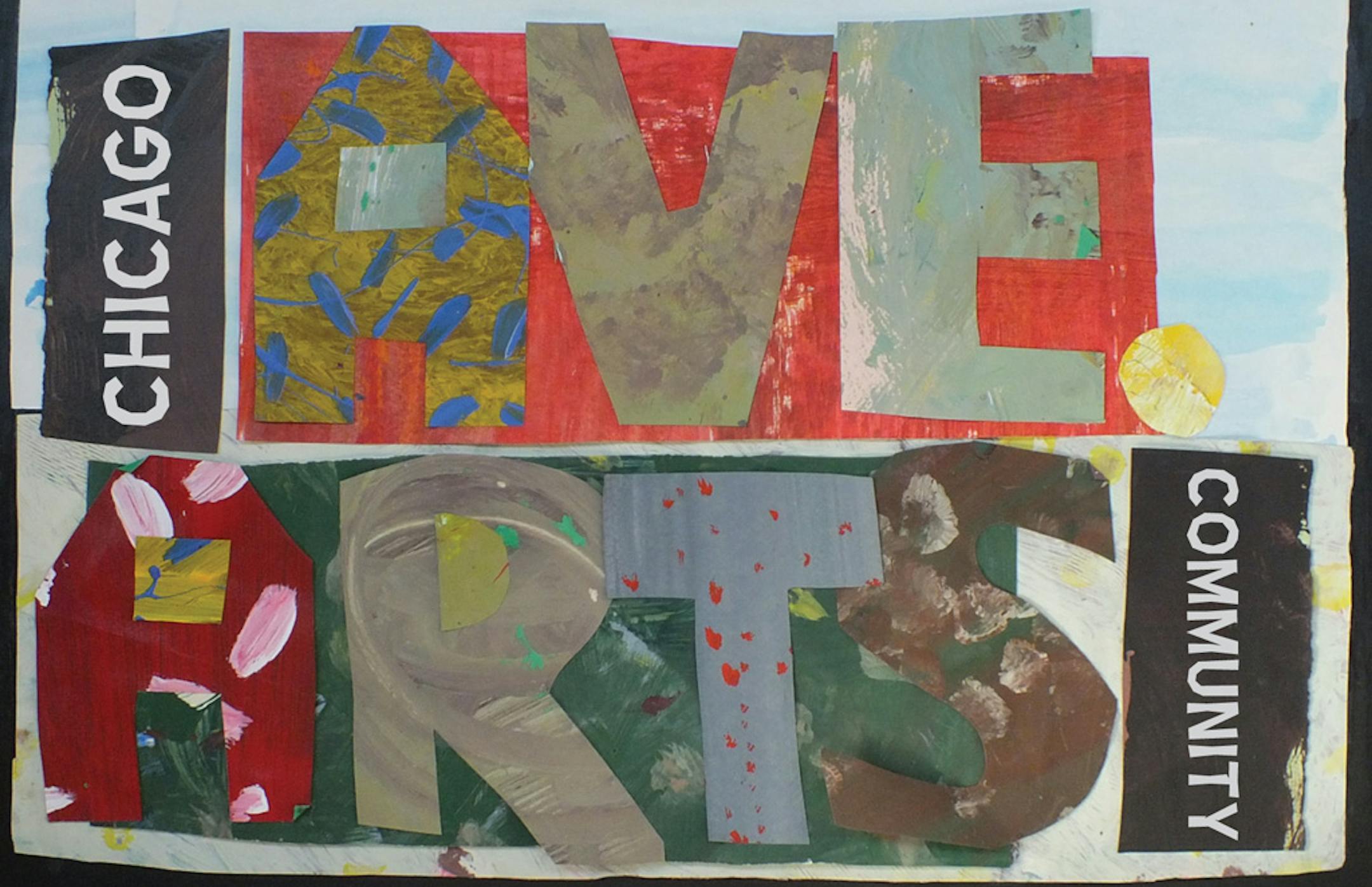 Artist Patricia Anderson Collage Collaborative - Creating collages using neighborhood senior citizens' stories as inspiration and youths' painted paper as material. Photo provided, Arts on Chicago