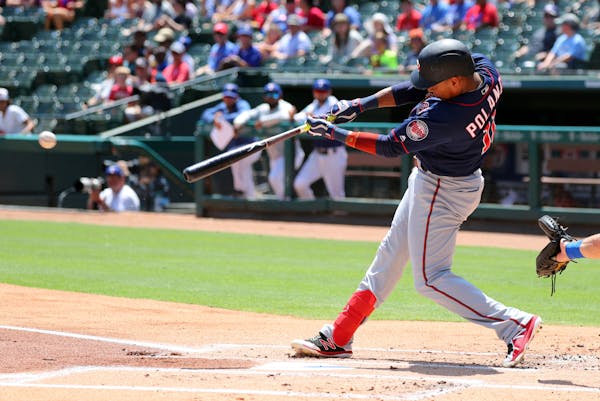 Jorge Polanco was the Twins' hero Sunday, delivering a bases-clearing triple in the eighth inning for a 6-3 victory over the Rangers.