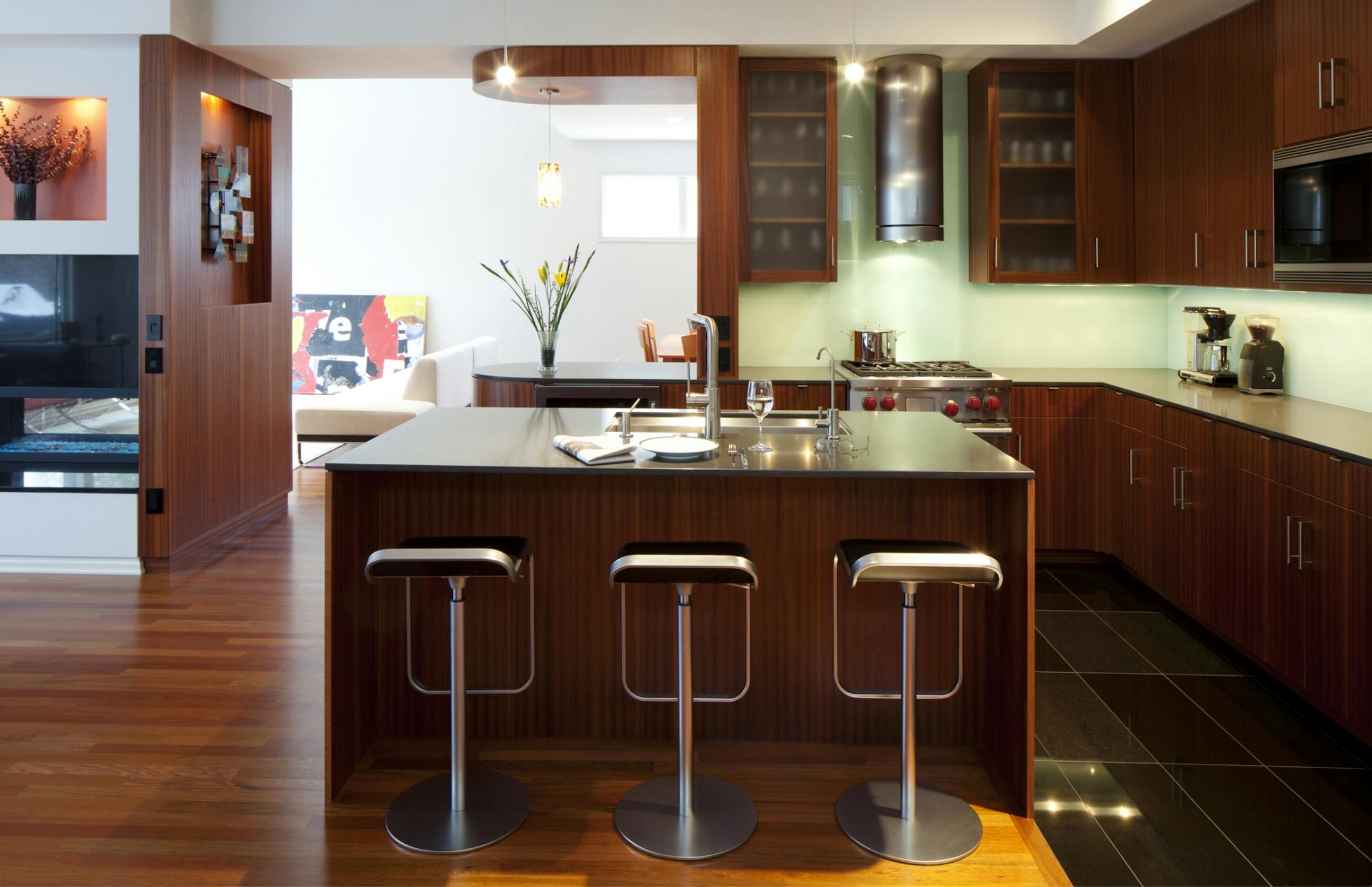 The open kitchen design of Jay Hudson and Susan Barton's home by Tan Nguyen.