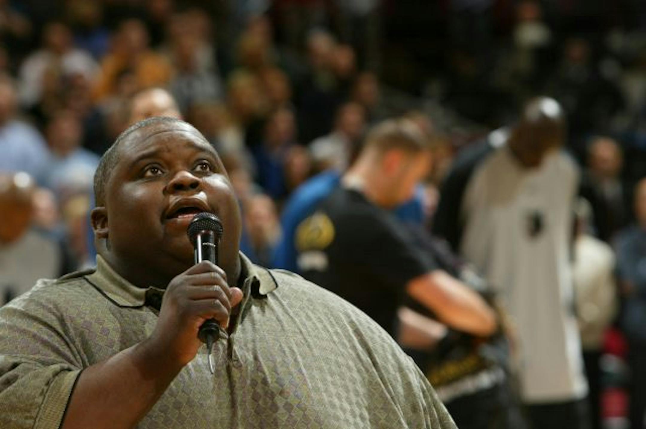 Gospel singer Robert Robinson sang the national anthem at a recent Timberwolves game at Target Center.