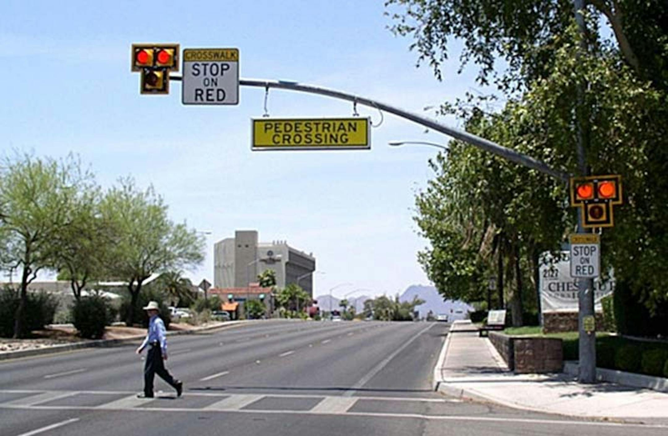 Pedestrian hybrid beacon traffic light Photo: Arizona Department of Transportation