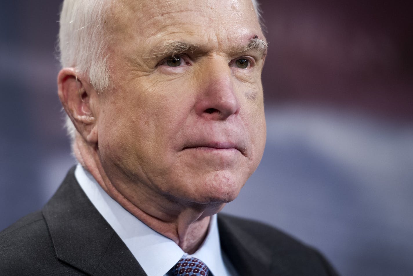 Sen. John McCain, R-Ariz., speaks to reporters on Capitol Hill in Washington, Thursday, July 27, 2017.