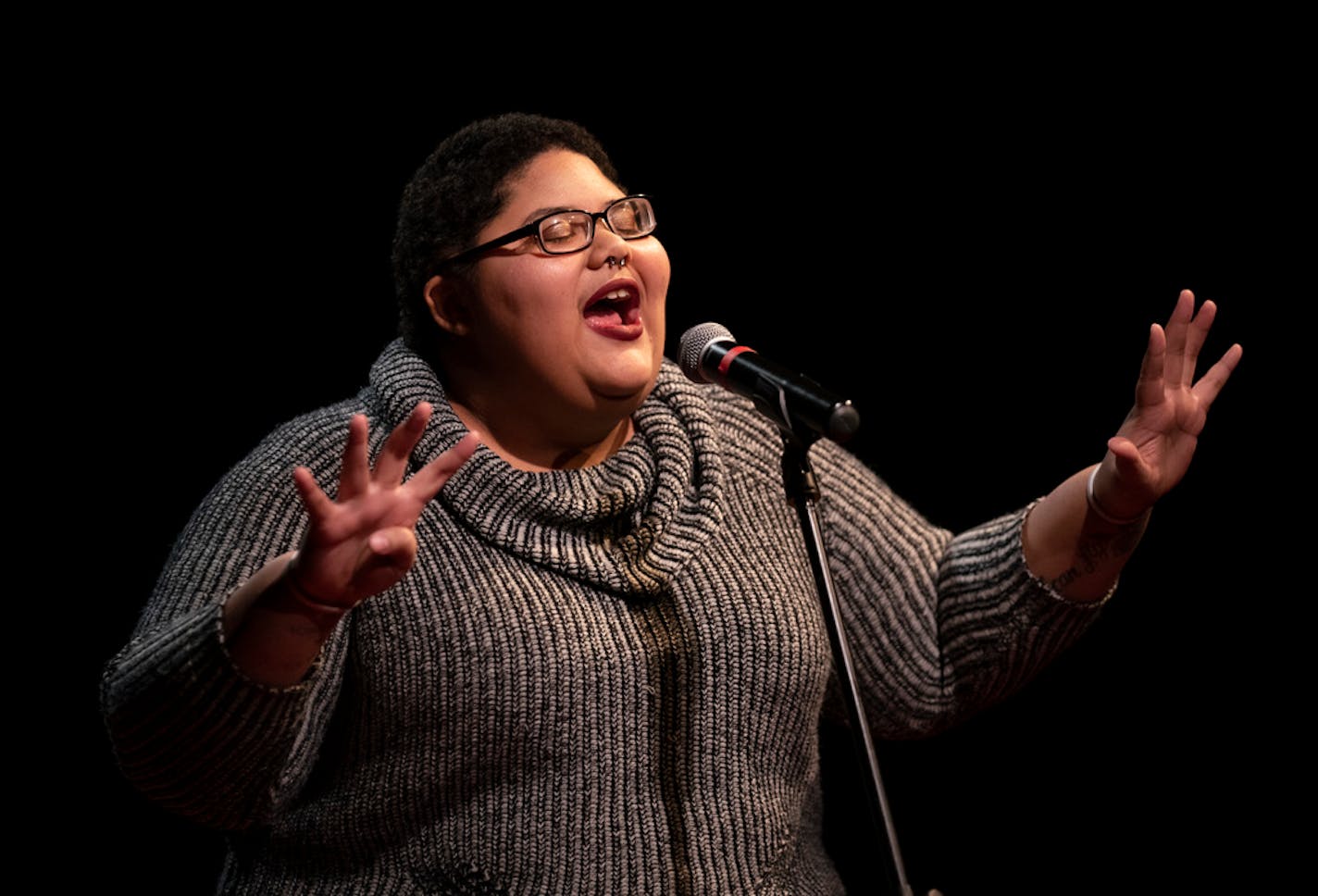 Tanesha Nicole read a poem Monday at "Button Poetry Live" at Park Square Theatre in St. Paul, clinching top honors for the night.