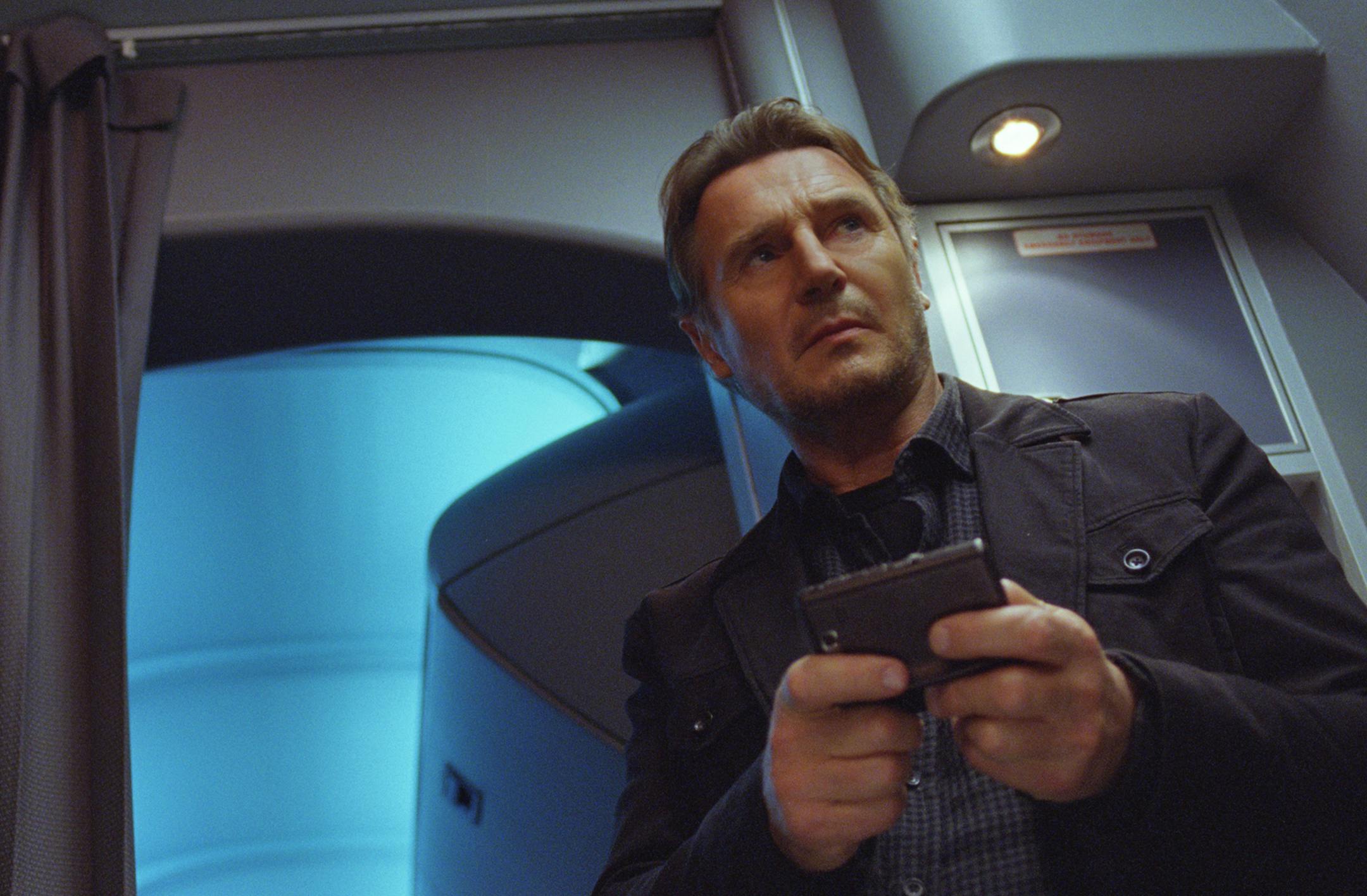 This image released by Universal Pictures shows Liam Neeson in a scene from "Non-Stop." (AP Photo/Universal Pictures) ORG XMIT: MIN2014022615520802
