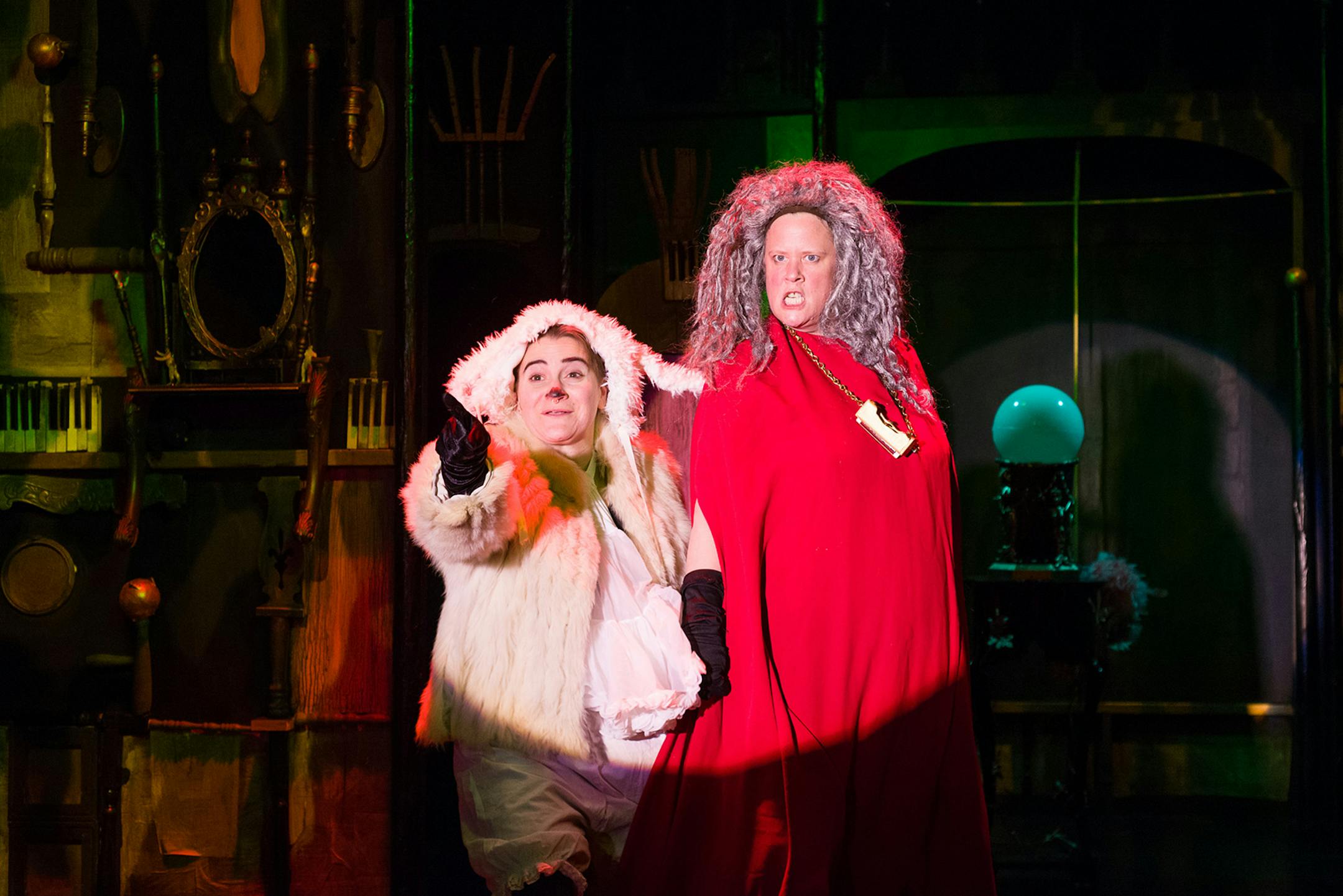 Emily Zimmer and Maren Ward in "Constance In The Darkness: A Musical in Miniature" at Open Eye Figure Theatre. Credit: Galen Fletcher