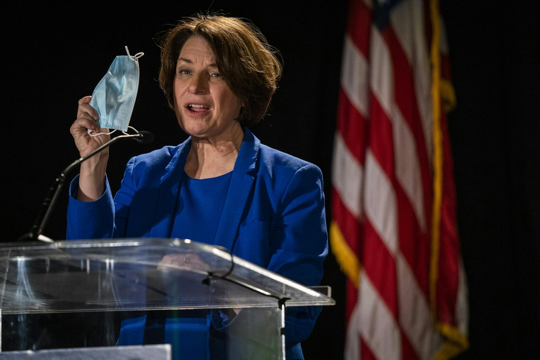 U.S. Senator Amy Klobuchar (D-Minn.) spoke during the DFL Election Night Watch Party.
