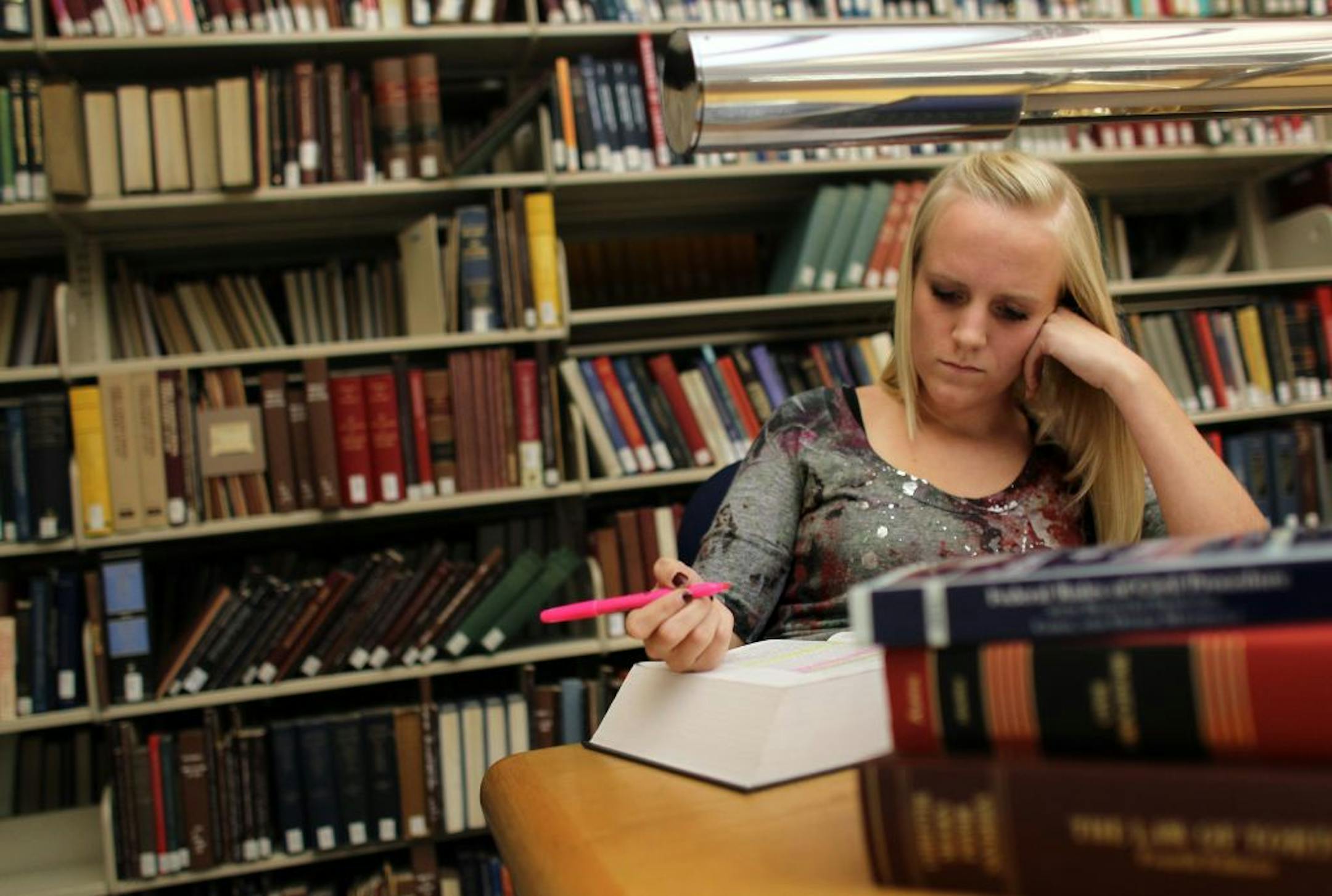 First-year law student Terran Chambers studied at the law library at the University of Minnesota Minneapolis, Minn.