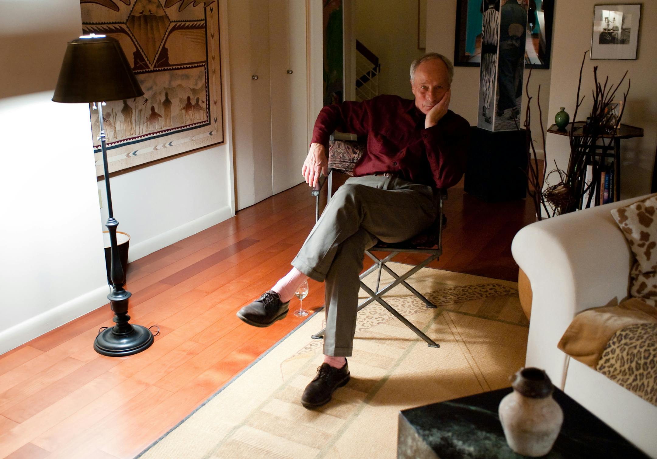 Author Richard Ford, winner of the Pulitzer Prize and New York Times bestselling author of Canada, sits in his Harlem apartment. He is currently promoting his latest book, Let Me Be Frank With You.