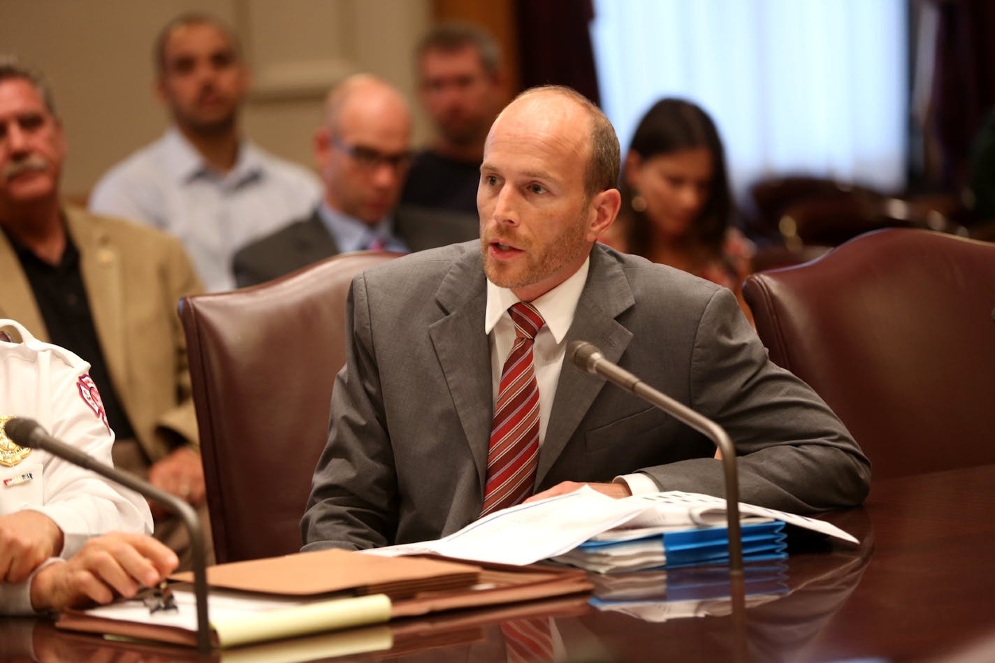 Minneapolis Councilman Gary Schiff spoke during a hearing about funding in the Minneapolis fire department by Sen. Patricia Torres Ray at the Capitol on Thursday, June 14, 2012 in St. Paul, Minn. ] (RENEE JONES SCHNEIDER * reneejones@startribune.com) gary schiff,