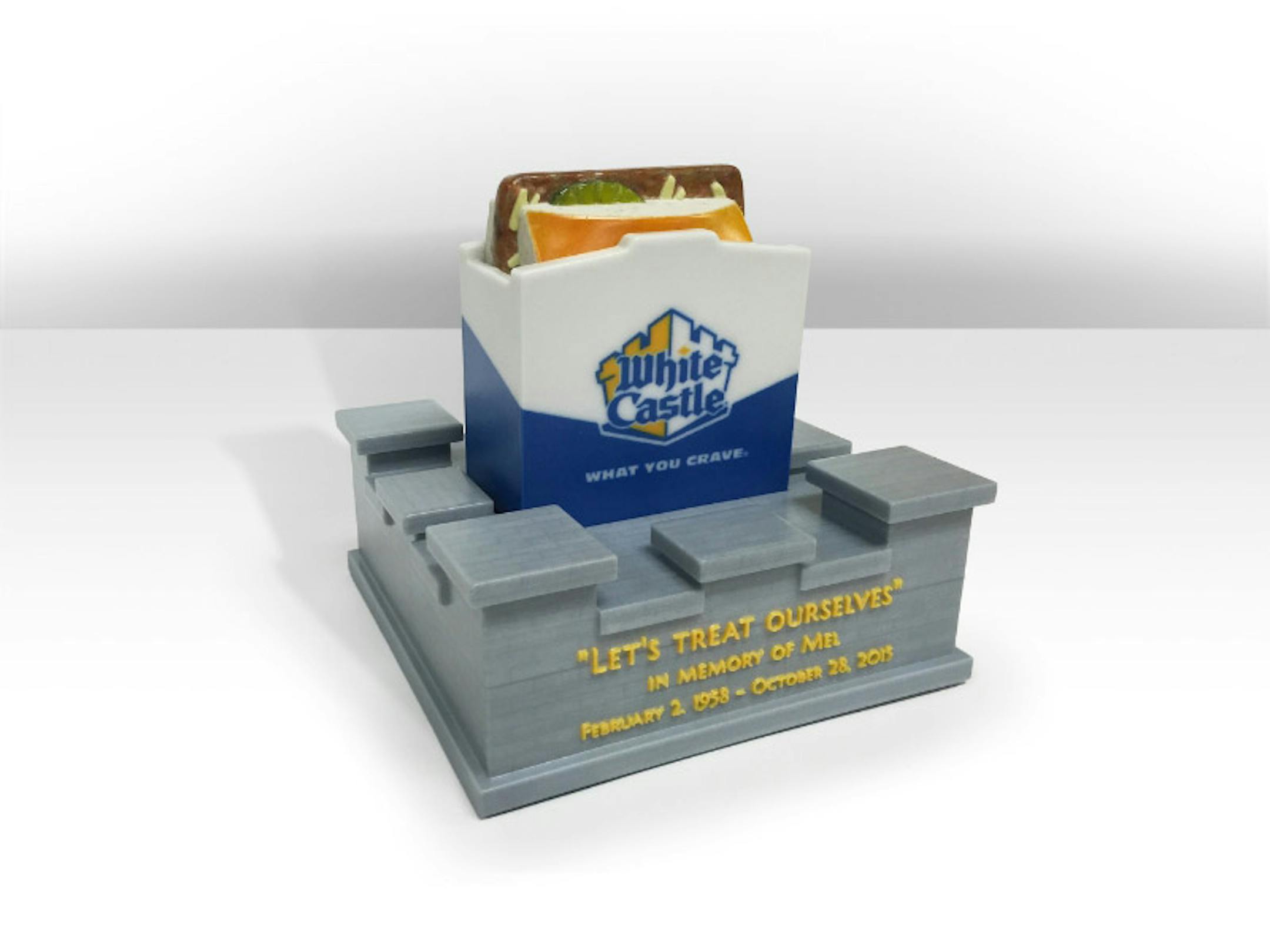 Custom-made White Castle urn by Foreverence.