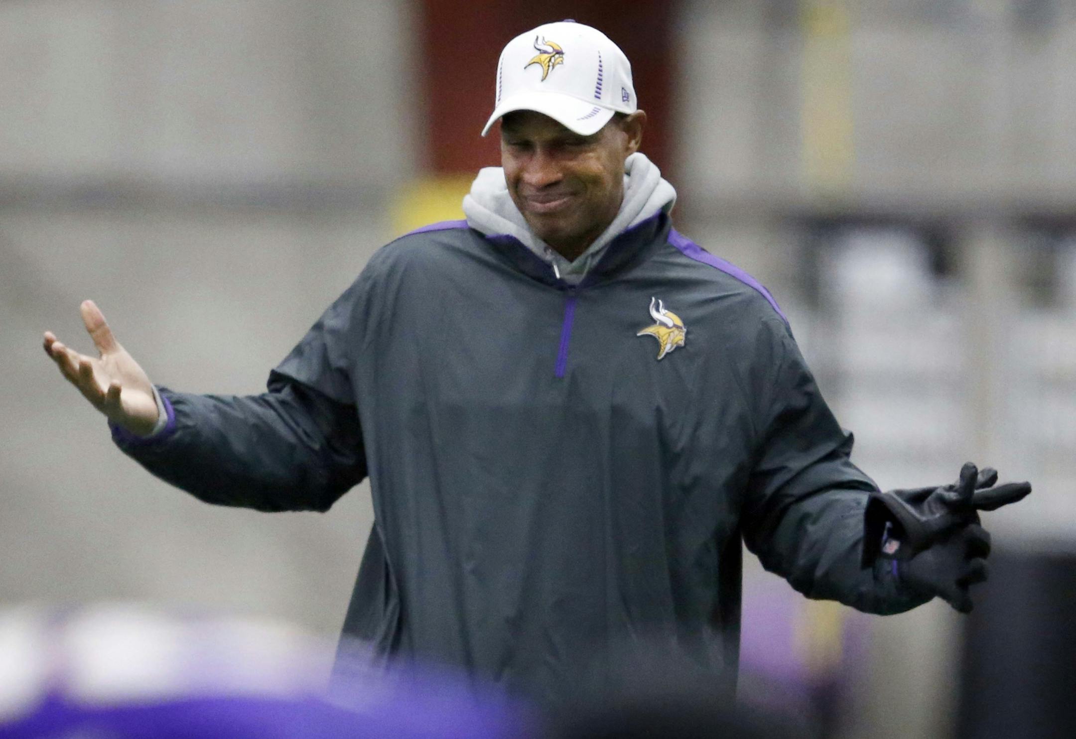 Minnesota Vikings head coach Leslie Frazier during practice.