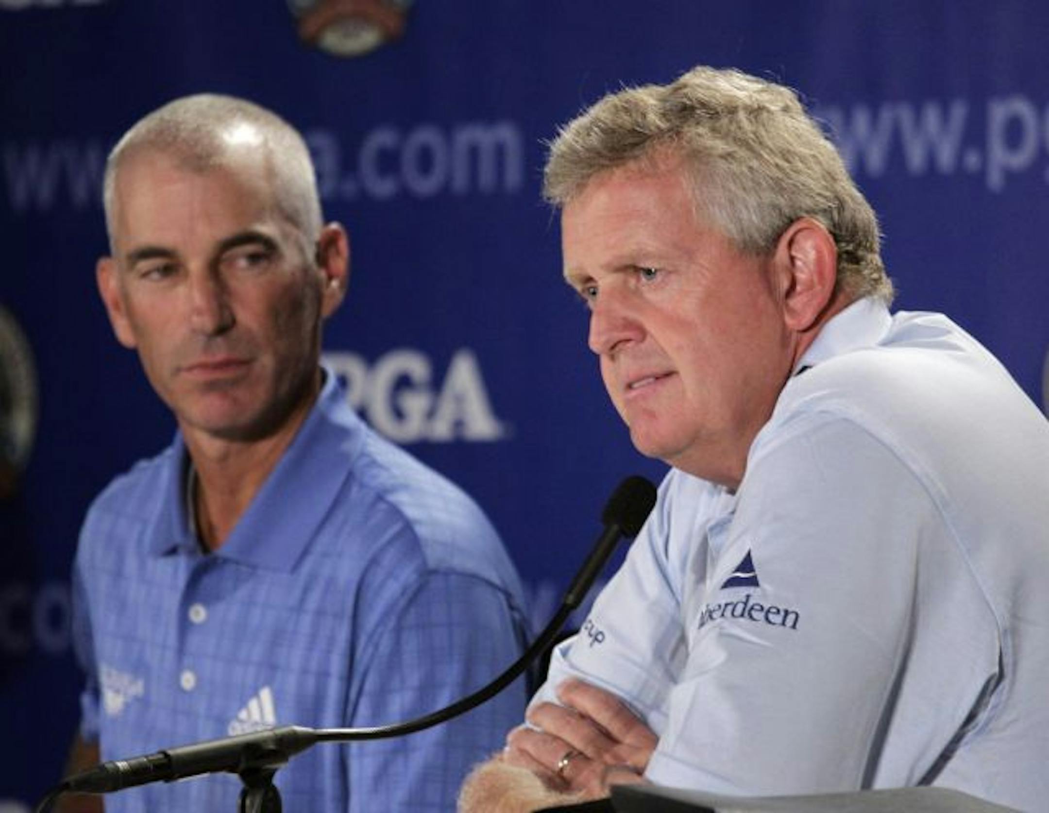 Colin Montgomerie (right), and Corey Pavin