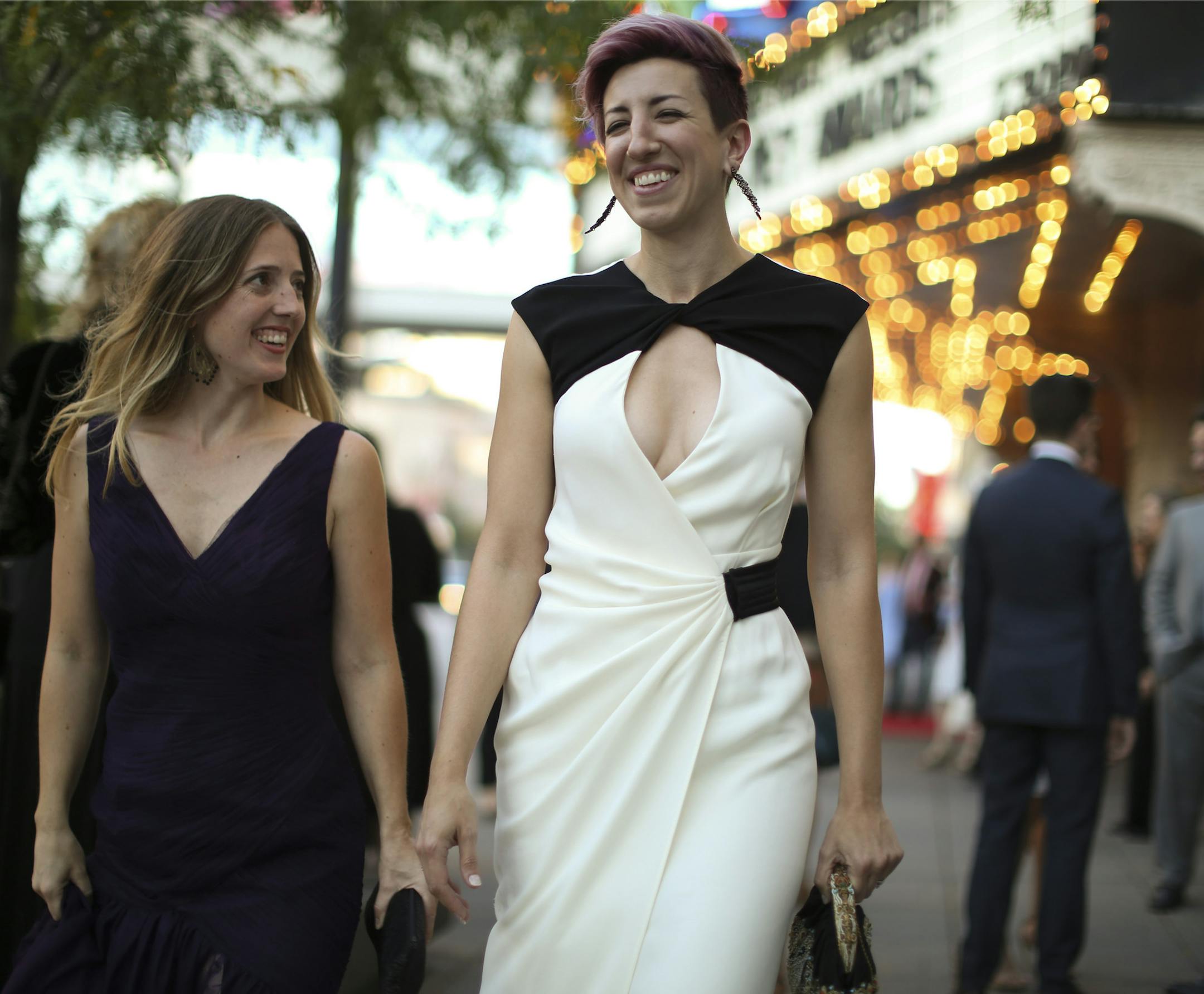 Kate Sutton-Johnson, right, headed to a pre-Ivey party with Amy Anderson before the awards show. She was awarded an Ivey for her set design for the Theater LattÈ Da production of Sweeney Todd: The Demon Barber of Fleet Street. ] JEFF WHEELER ï jeff.wheeler@startribune.com The annual celebration of the Twin Citiesí Theater Community, the 2016 Ivey Awards, were held Monday night, September 19, 2016 at the Historic State Theatre in Minneapolis.