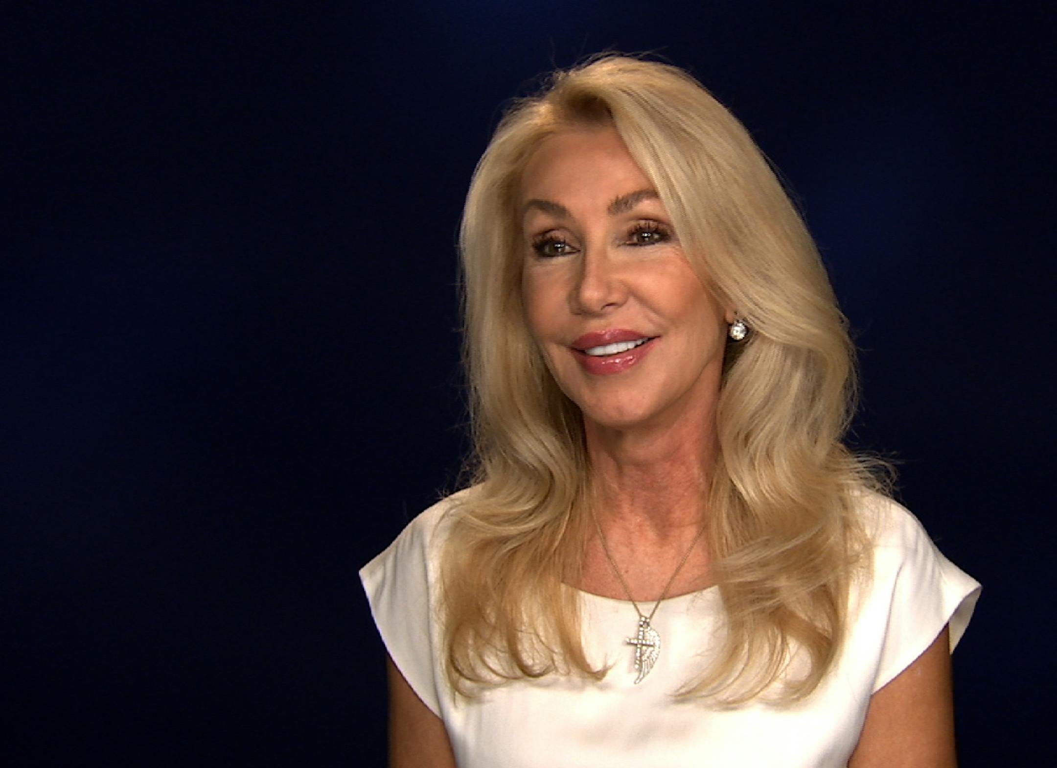 This Aug. 23, 2016 photo taken from video shows Linda Thompson during an interview in New York. Thompson, who was engaged to Elvis Presley and married to Bruce Jenner and David Foster, has authored a book called, "A Little Thing Called Life." (AP Photo/Bruce Barton)