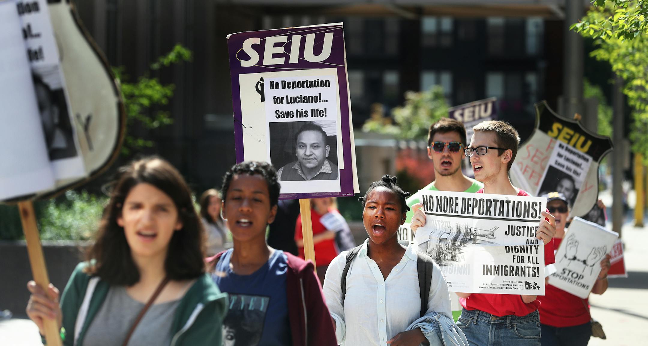 Community supporters rallied in support of Luciano Mejia Morales, a leader in the Latino community who was arrested on June 10th for a minor traffic violation and is now set to be deported to Guatemala. Here, protestors marched in support of the release of Luciano Mejia Morales outside the Hennepin County Public Safety Facility Tuesday, June 27, 2017, in Minneapolis, MN.] DAVID JOLES ï david.joles@startribune.com Community supporters will come together to rally in support of Luciano Mejia M