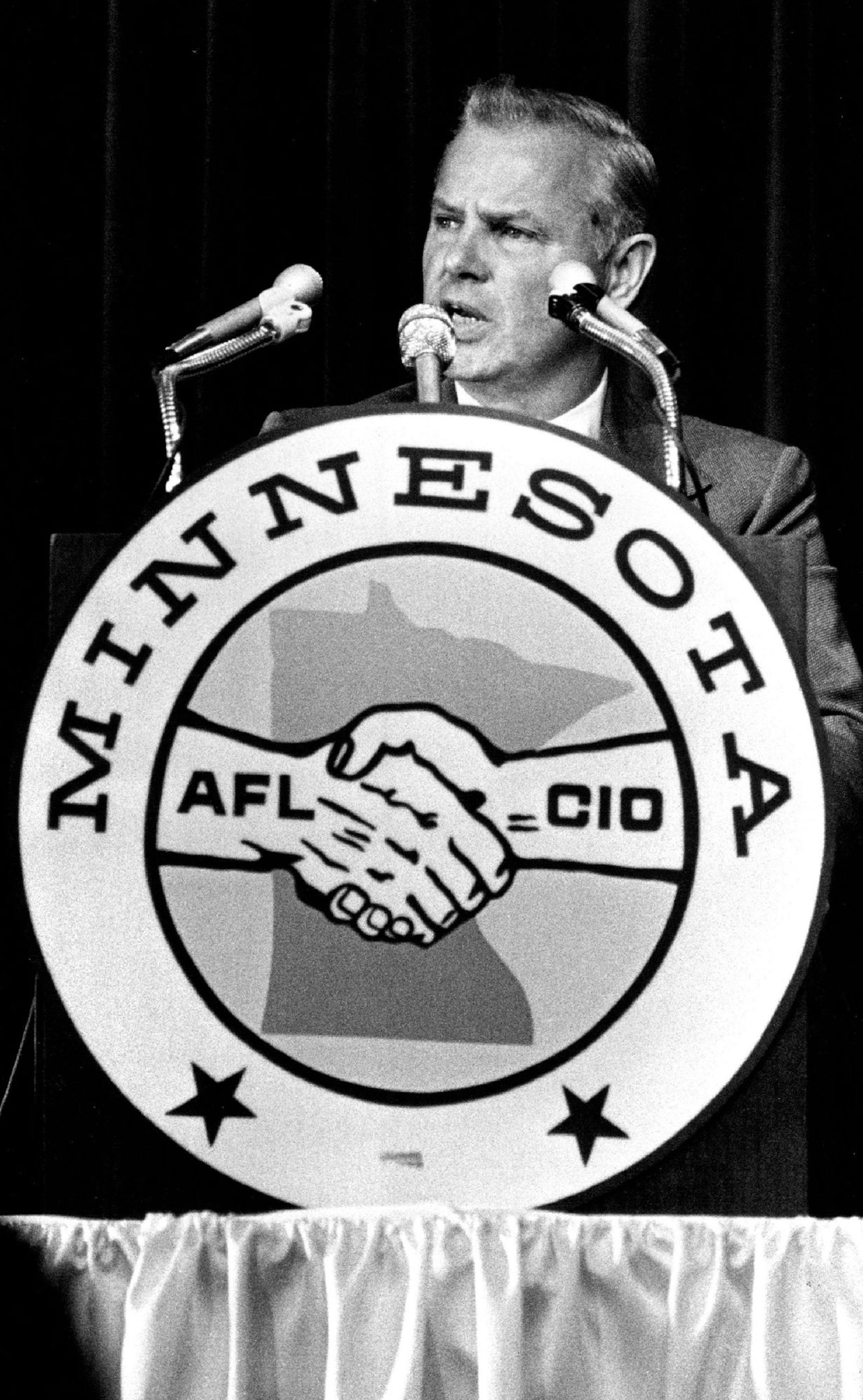 October 6, 1976 Dave Roe as the podium introducing Mondale. It impressed me that he was short and that the microphones stood almost as tall as he was. October 5, 1978 McTaggart, Minneapolis Star Tribune