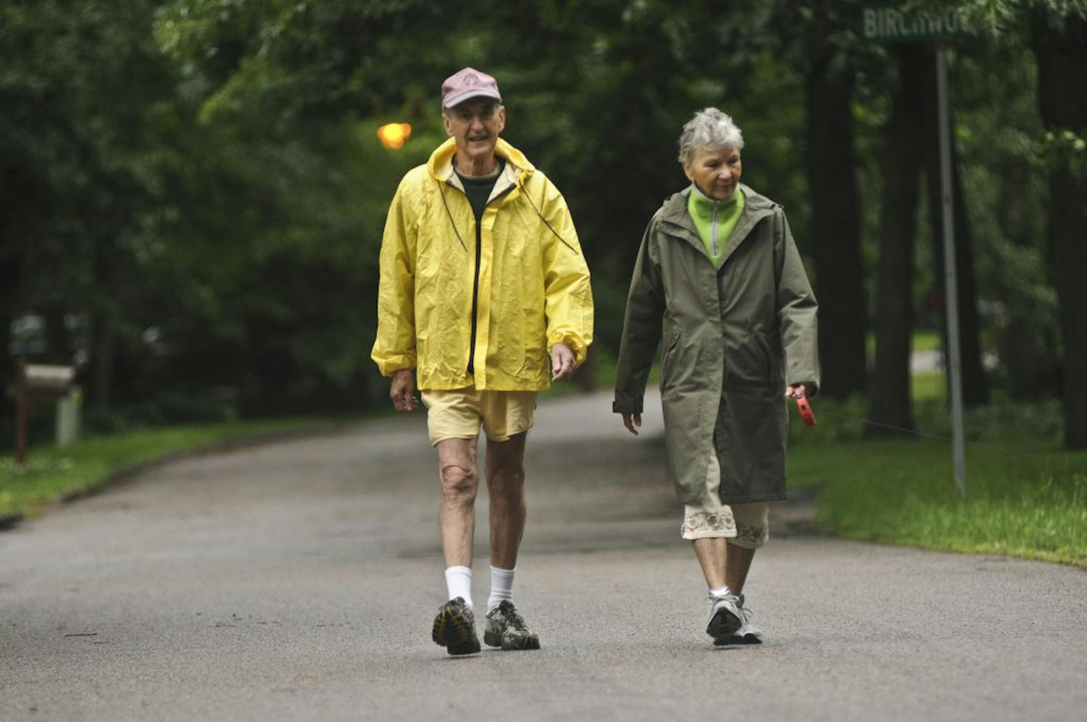 Louis Hauser, had polio, but has walked for exercise everyday for nearly 40 years. Most days he walks with his wife through the neighborhood once in the morning and once in the afternoon.
