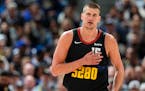 Nuggets center Nikola Jokic is pictured during Game 2 against the Timberwolves on Monday night. Denver trails the series 2-0.