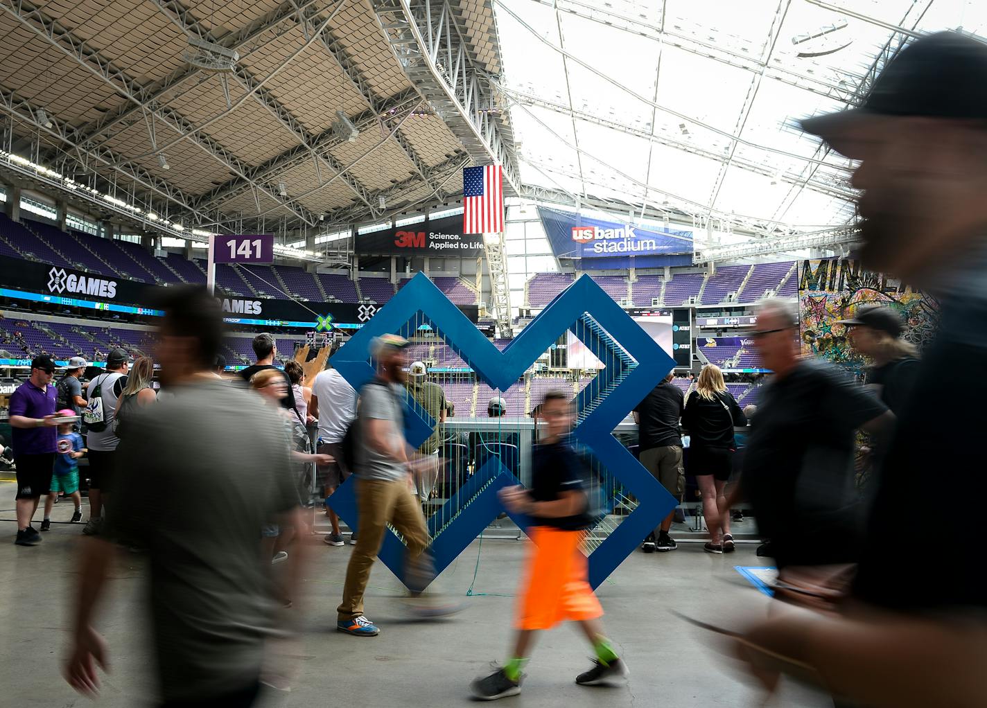 The scene in US Bank Stadium during the fourth and final day of the X Games Sunday. ] AARON LAVINSKY &#xef; aaron.lavinsky@startribune.com The X Games were held Sunday, July 16, 2017 at US Bank Stadium in Minneapolis, Minn.