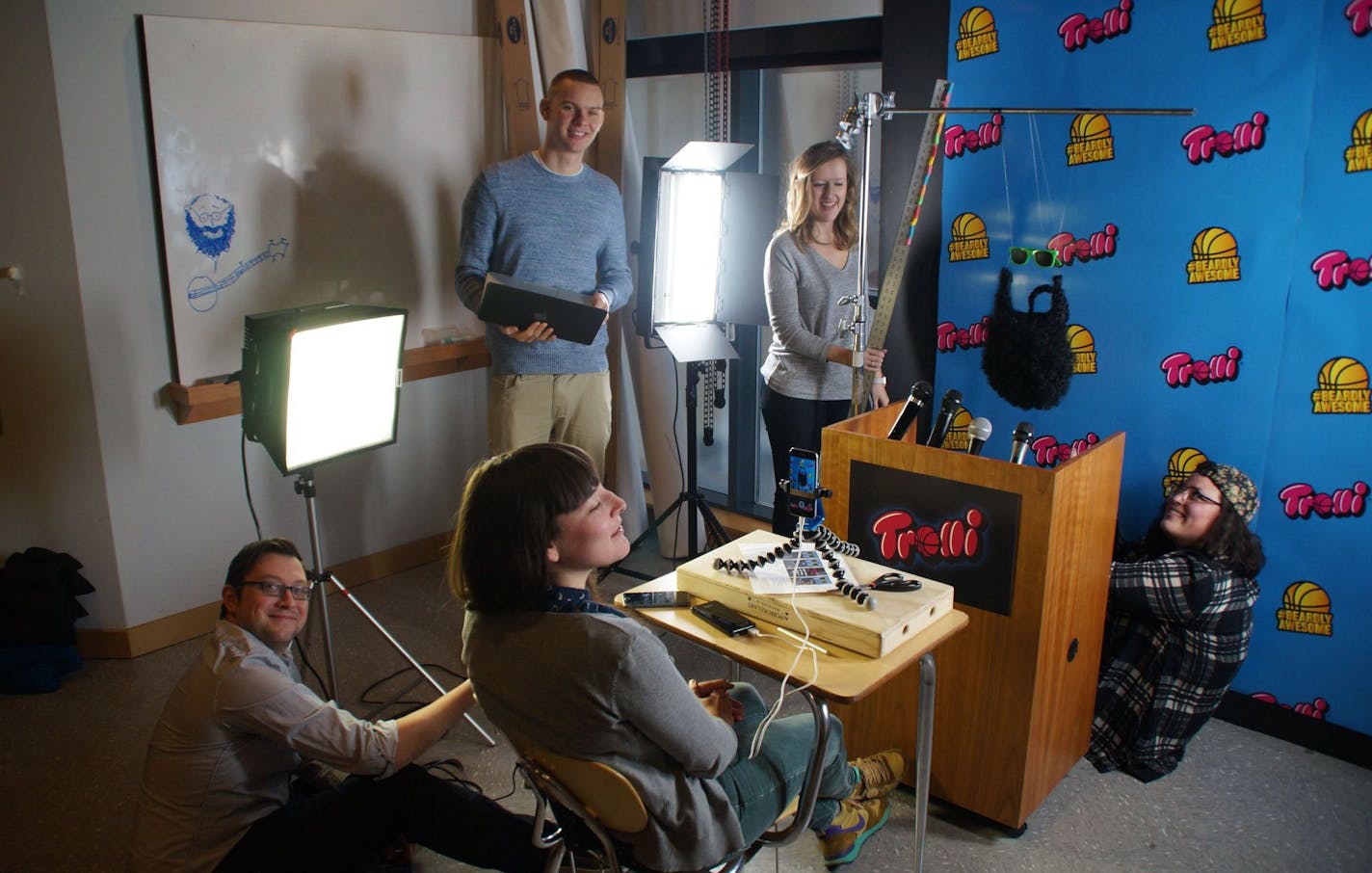 FILE PHOTO: In Periscope's content lab, staff shot a press conference with James Harden's beard in 2016.