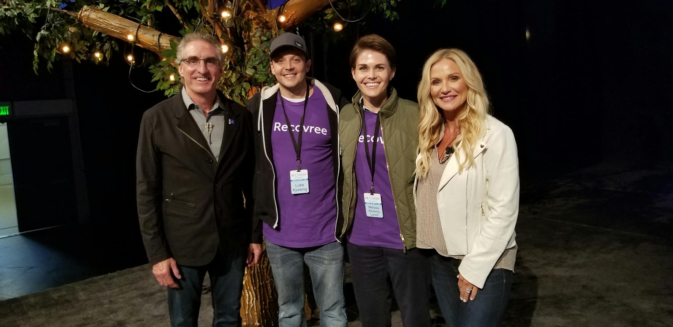 Left to right: North Dakota Gov. Doug Burgum, a former software firm CEO, with Luke Kjosling and Melissa Kjolsing Lynch of Recovree, and North Dakota First Lady Kathryn Helgaas Burgum. Recovree was the winner of a recent innovation competition that targeted chemical dependency.