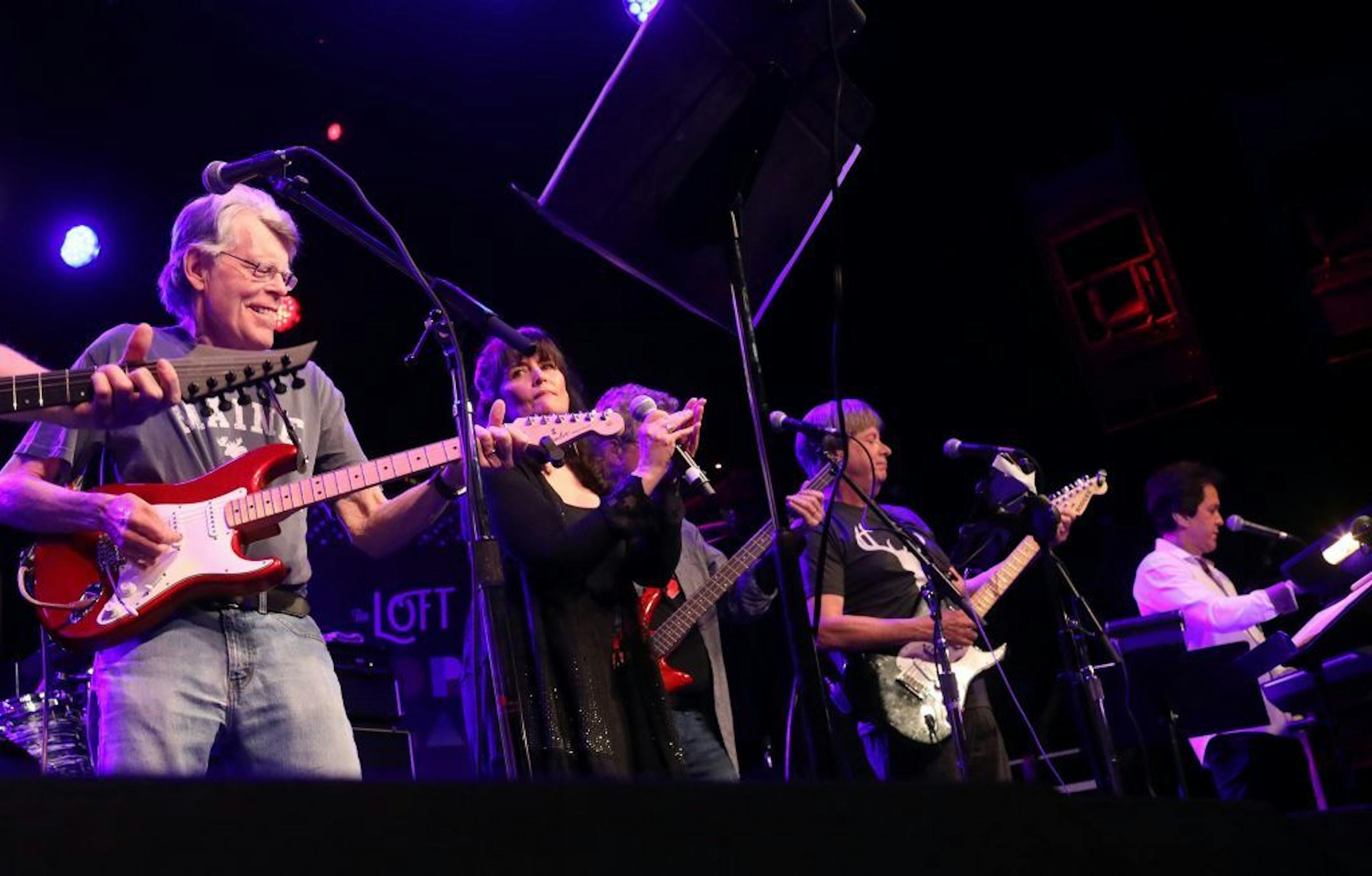 The Rock Bottom Remainders--including literary giants Stephen King, Amy Tan, Dave Barry and other writers--kicked off the Wordplay Festival Friday, May 10, 2019, at First Avenue in Minneapolis, MN. Here, Stephen King, left, and band mates performed at First Avenue. Between band members, they've published more than 150 titles and sold more than 350 million books.