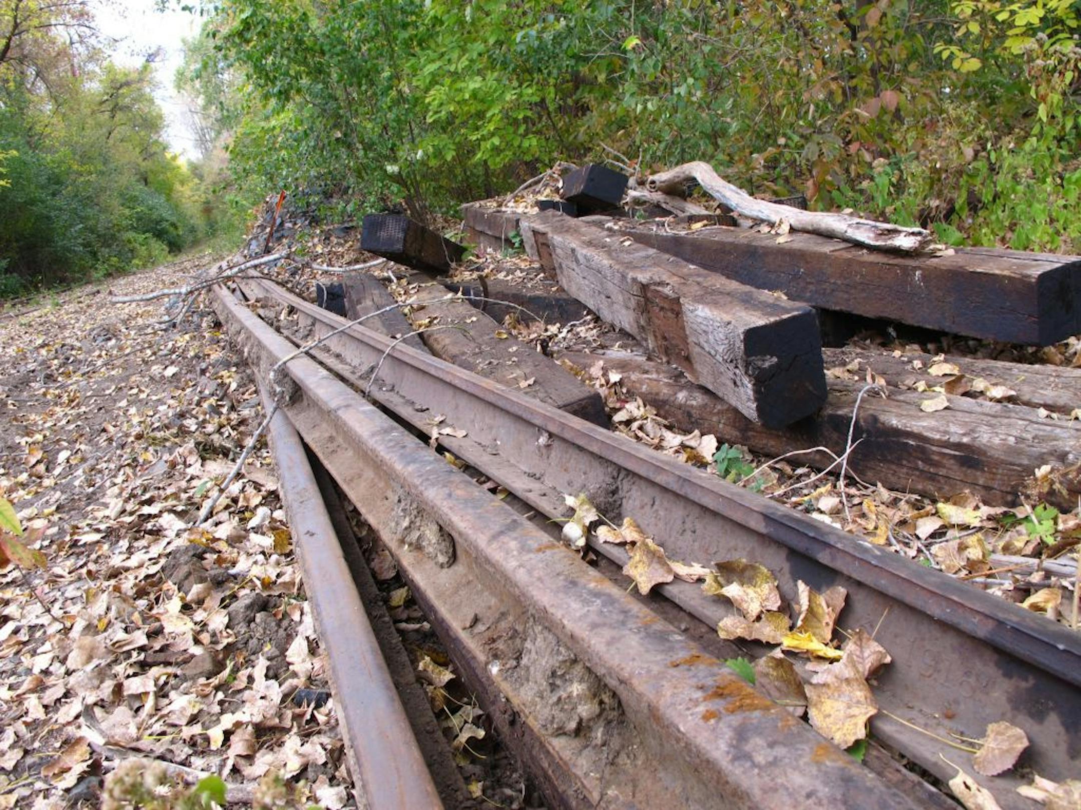 Rails that once carried the Minnesota Zephyr dinner train from Stillwater west to Grant have been removed in preparation for the new Browns Creek State Trail.