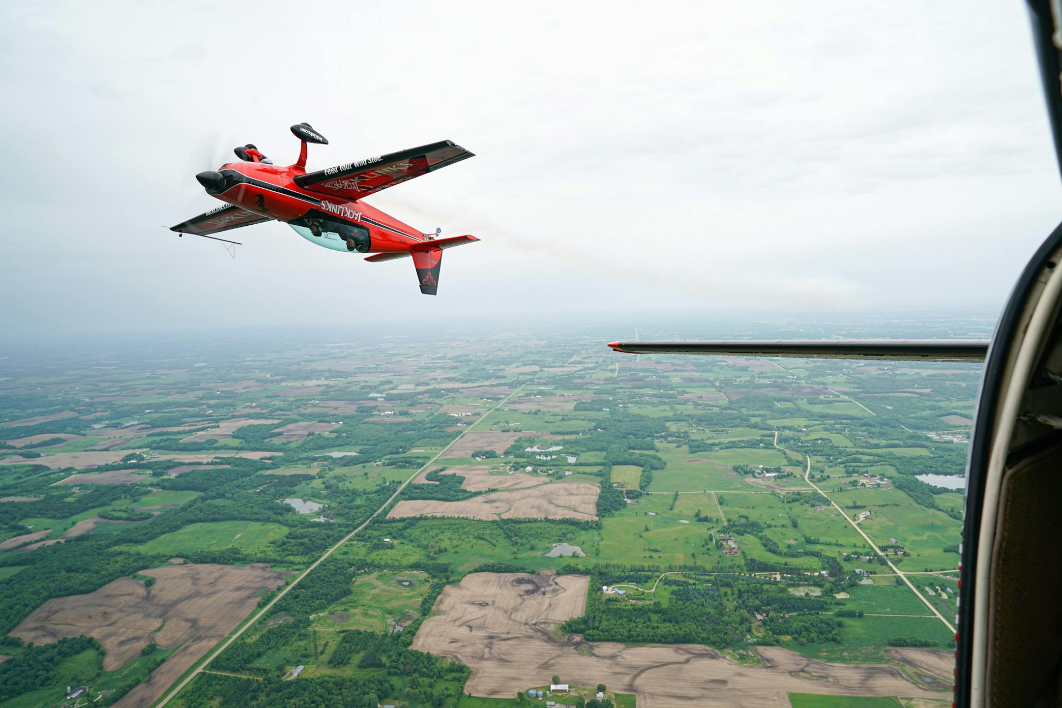 Richard Chin and Minnesotan John Klatt took off from Lakeville's Airlake Airport and did some aerial acrobatics along the way. ] GLEN STUBBE &#x2022; glen.stubbe@startribune.com Tuesday, June 11, 2019 As a member of the Minnesota Air National Guard, Minnesotan John Klatt has flown everything from giant cargo jets to the F-16 fighter jet, in duty that included three combat tours in Iraq. Since his retirement from the military, Klatt has settled down to something quieter in civilian life: flying a