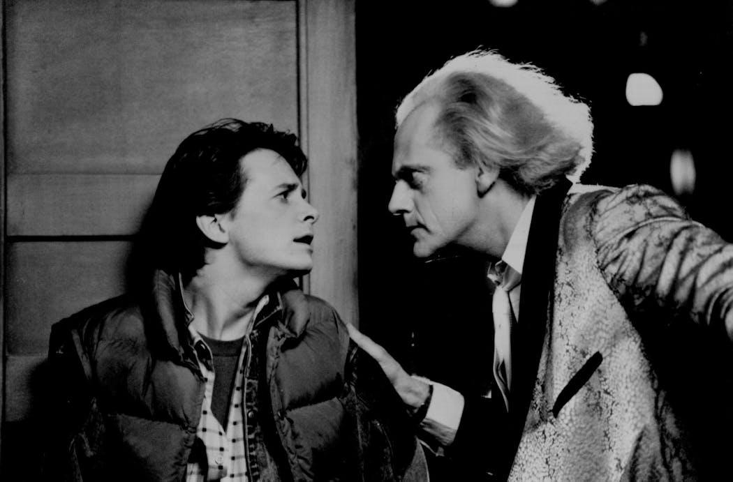 Michael J. Fox and Christopher Lloyd in “Back to the Future.”