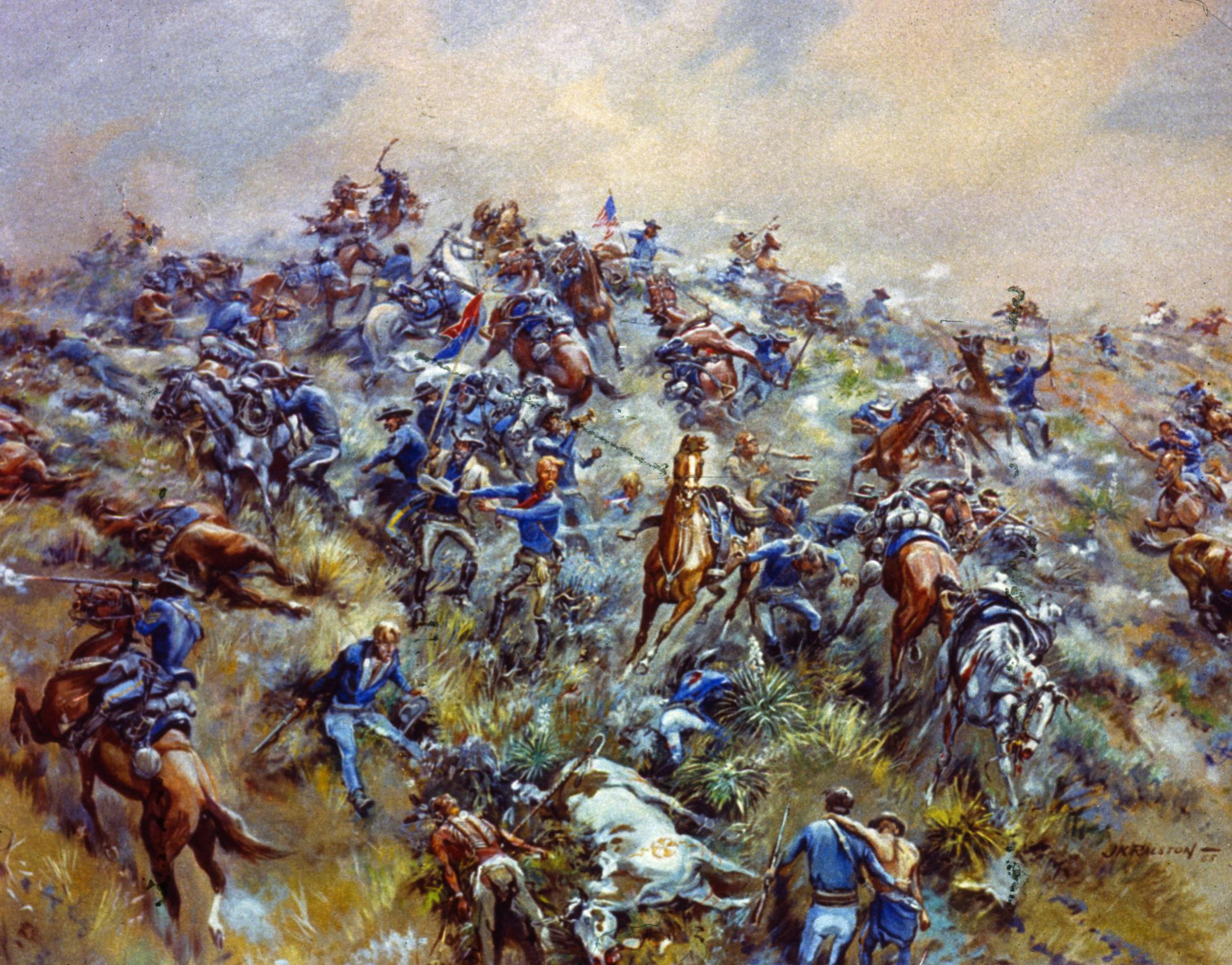 25th June 1876: General George Armstrong Custer (1839 - 1876) and the men of the US 7th Cavalry are massacred by Sioux and Cheyenne Indians at the Battle of Little Big Horn, Montana.