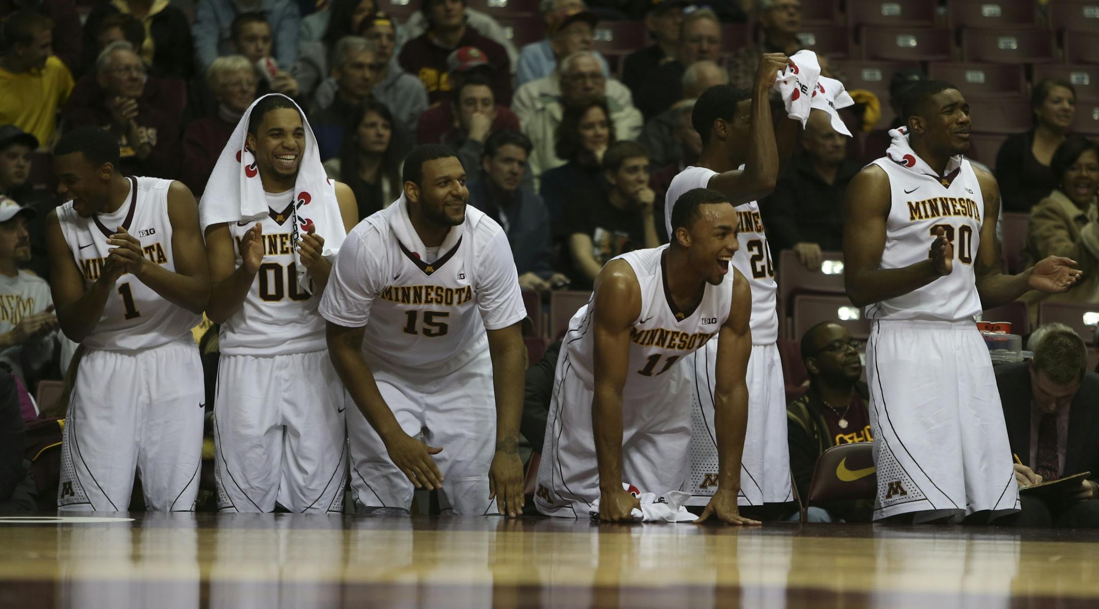 Gophers starters cheered on their teammates