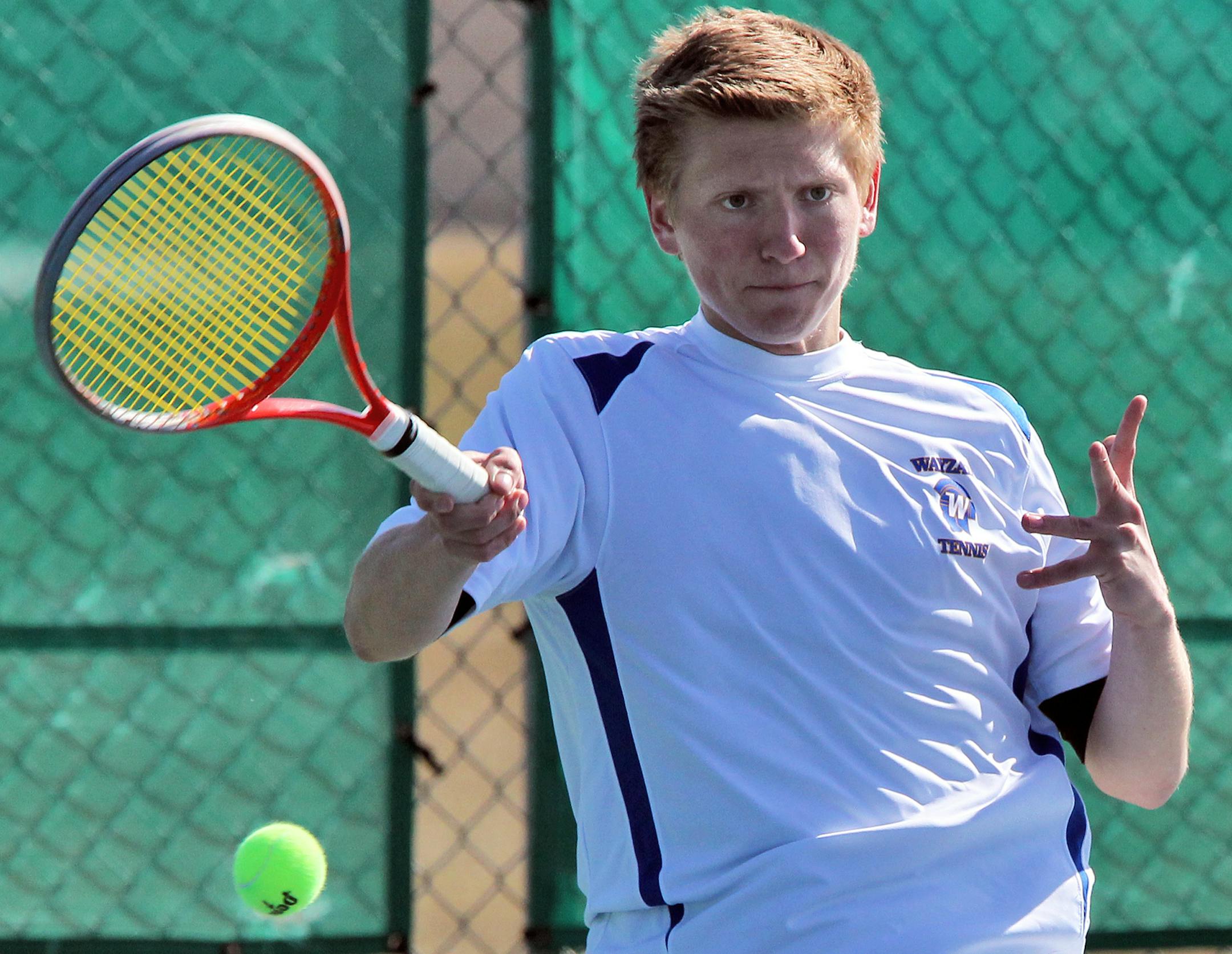Wayzata's boys' tennis team. Singles player Dustin Britton. (MARLIN LEVISON/STARTRIBUNE(mlevison@startribune.com (cq Dustin Britton)