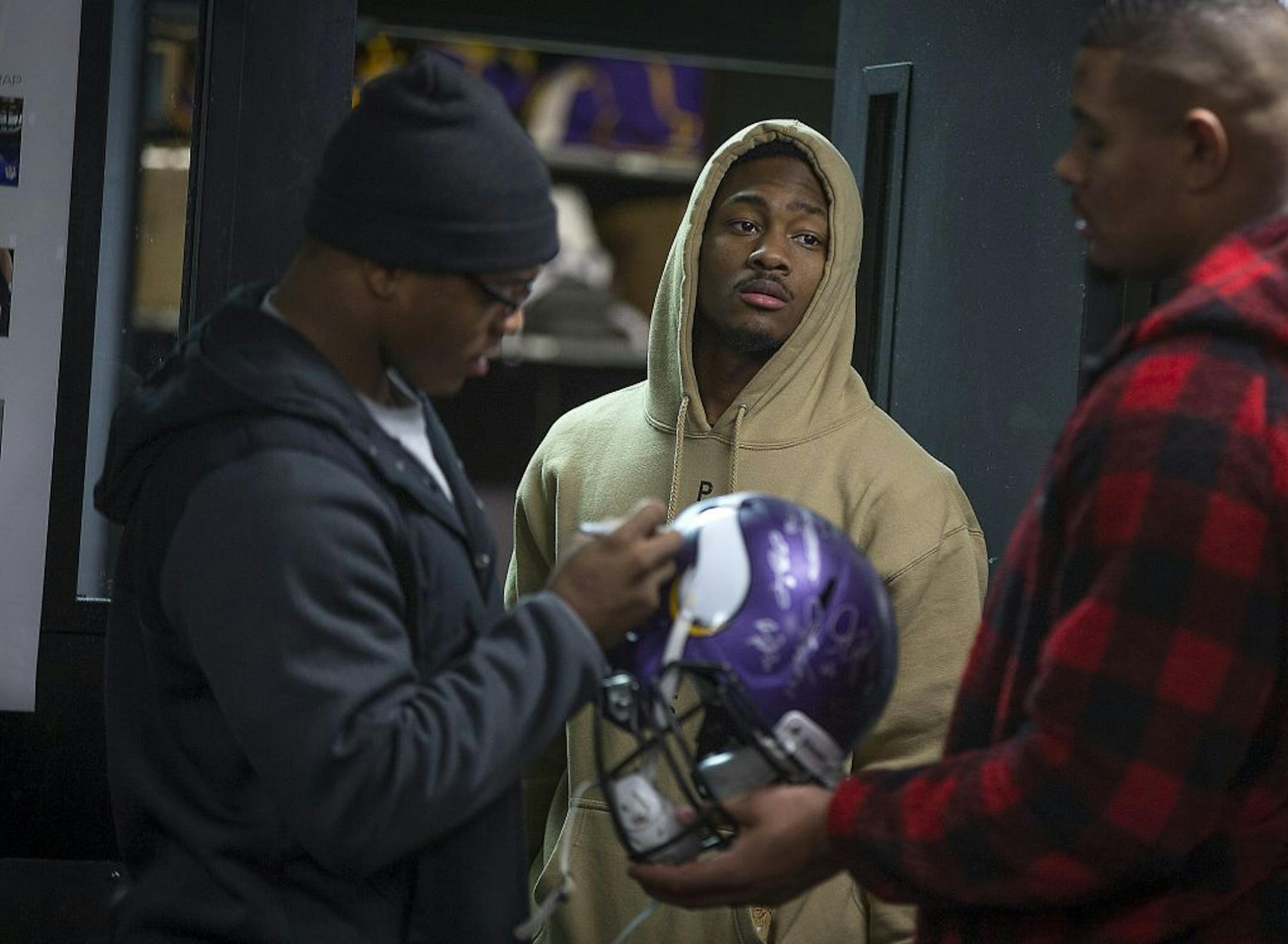 Minnesota Vikings wide receiver Stefon Diggs made his way out of the locker room after cleaning out his locker at Winter Park, Monday, January 22, 2018 in Eden Prairie, MN.