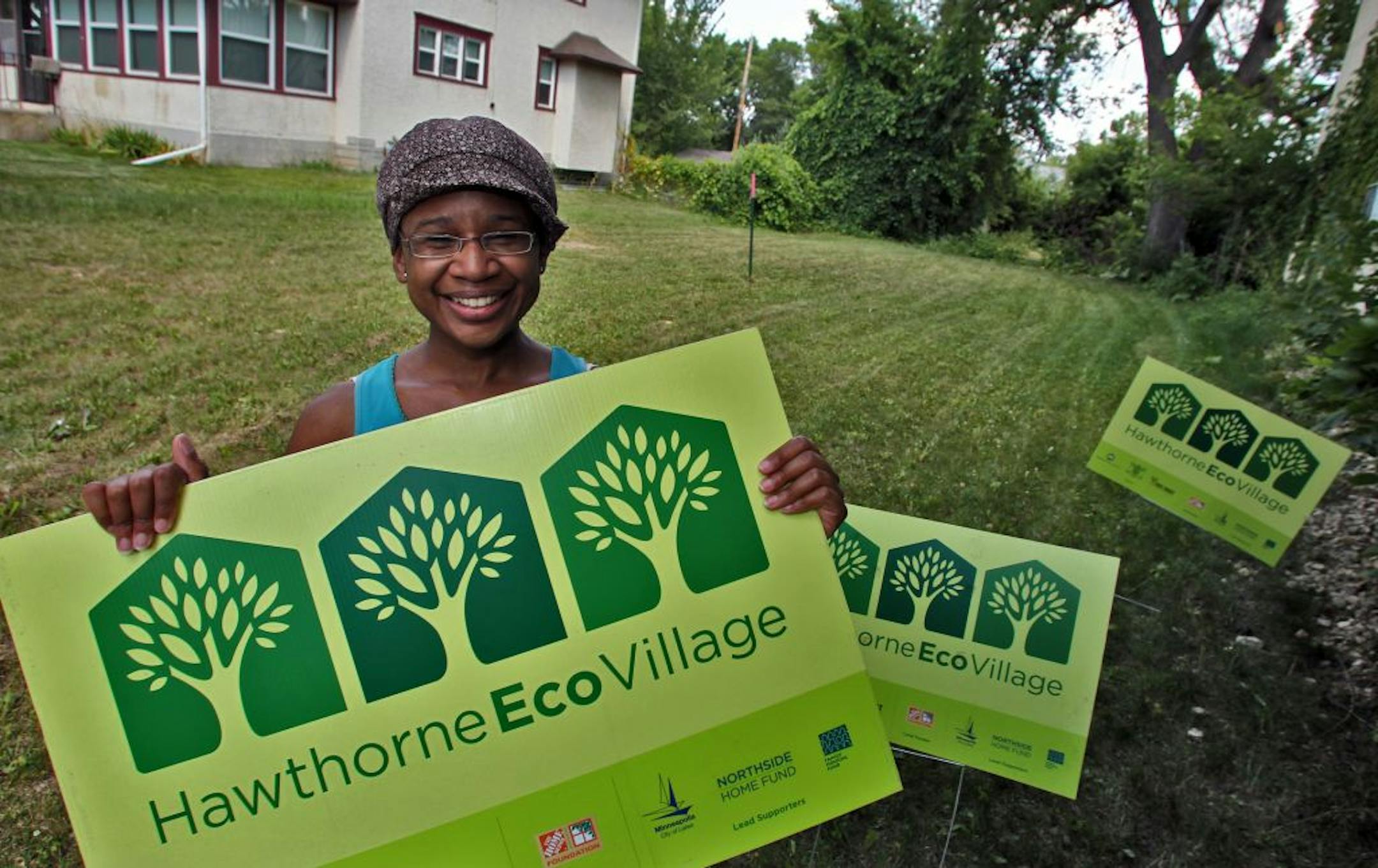 Shalaunda Holmes, project manager for Project for Pride in Living, photographed on a vacant lot in the 3100 block of 6th Street N. in North Minneapolis where a new single-family house will be built by next summer. (MARLIN LEVISON/STARTRIBUNE(mlevison@startribune.com