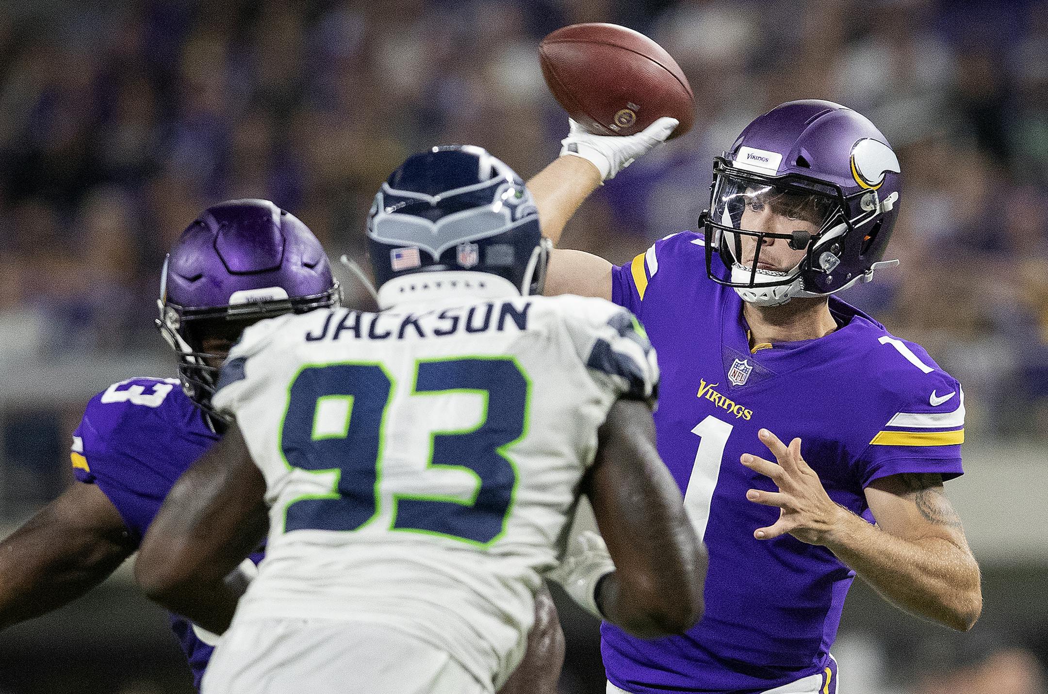 Vikings quarterback Kyle Sloter is behind Kirk Cousins and Trevor Siemian on the depth chart, but has made his mark in the preseason.