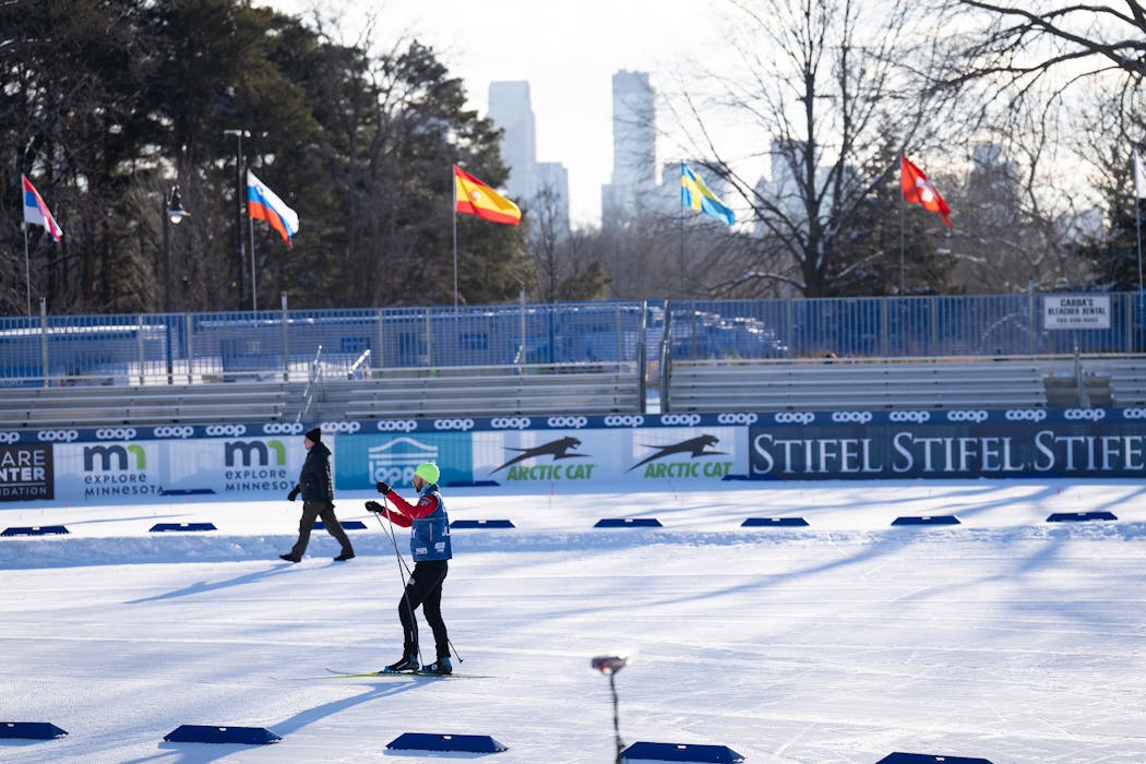 Crew and volunteers prepped the course before the start of the COOP FIS Cross Country World Cup at Theodore Wirth Park in Minneapolis on Friday. The world’s best athletes in cross country skiing will race in the first world cup race to be held on U.S. soil in twenty years.