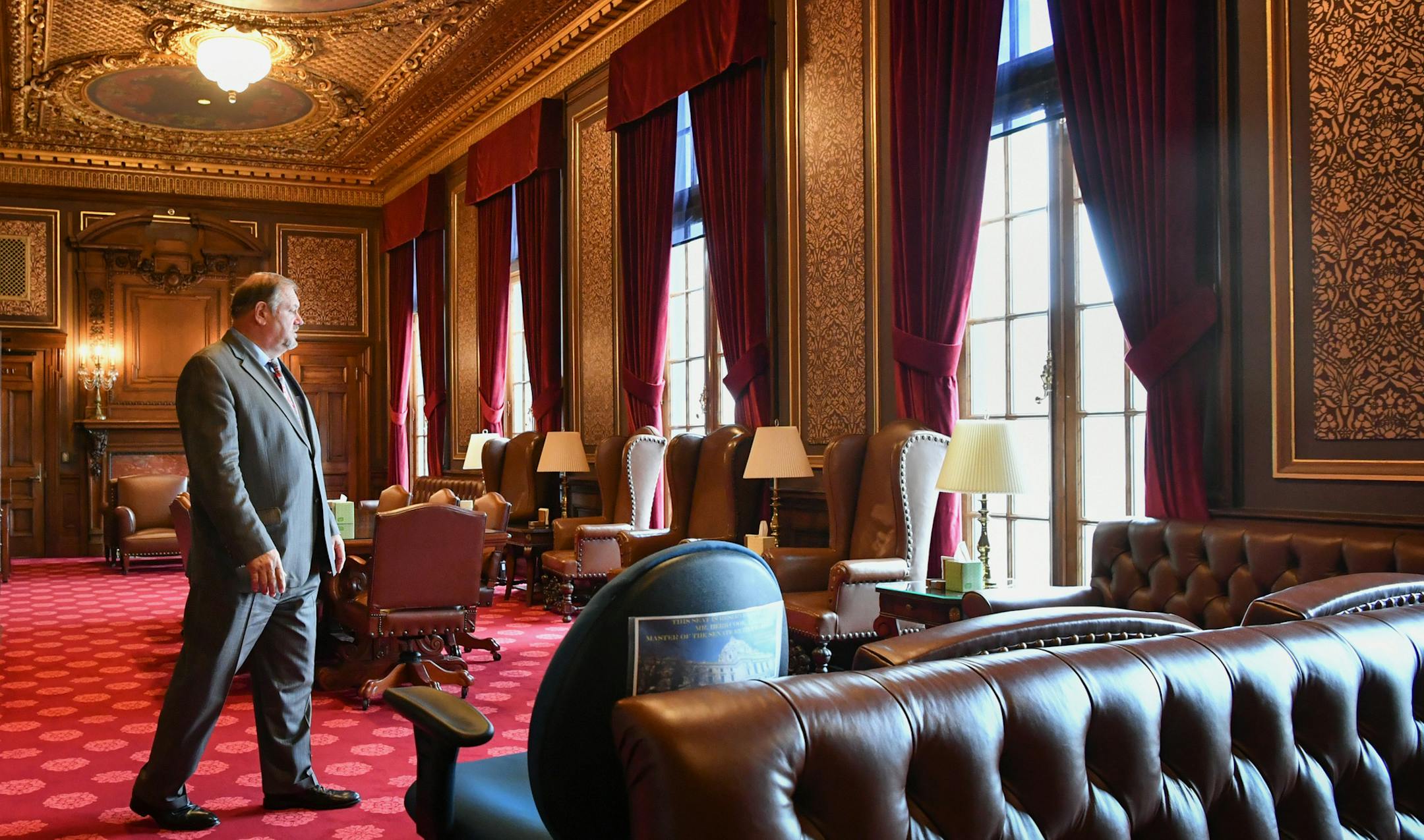 DFL Minority Leader Tom Bakk in the Senate Retiring room.